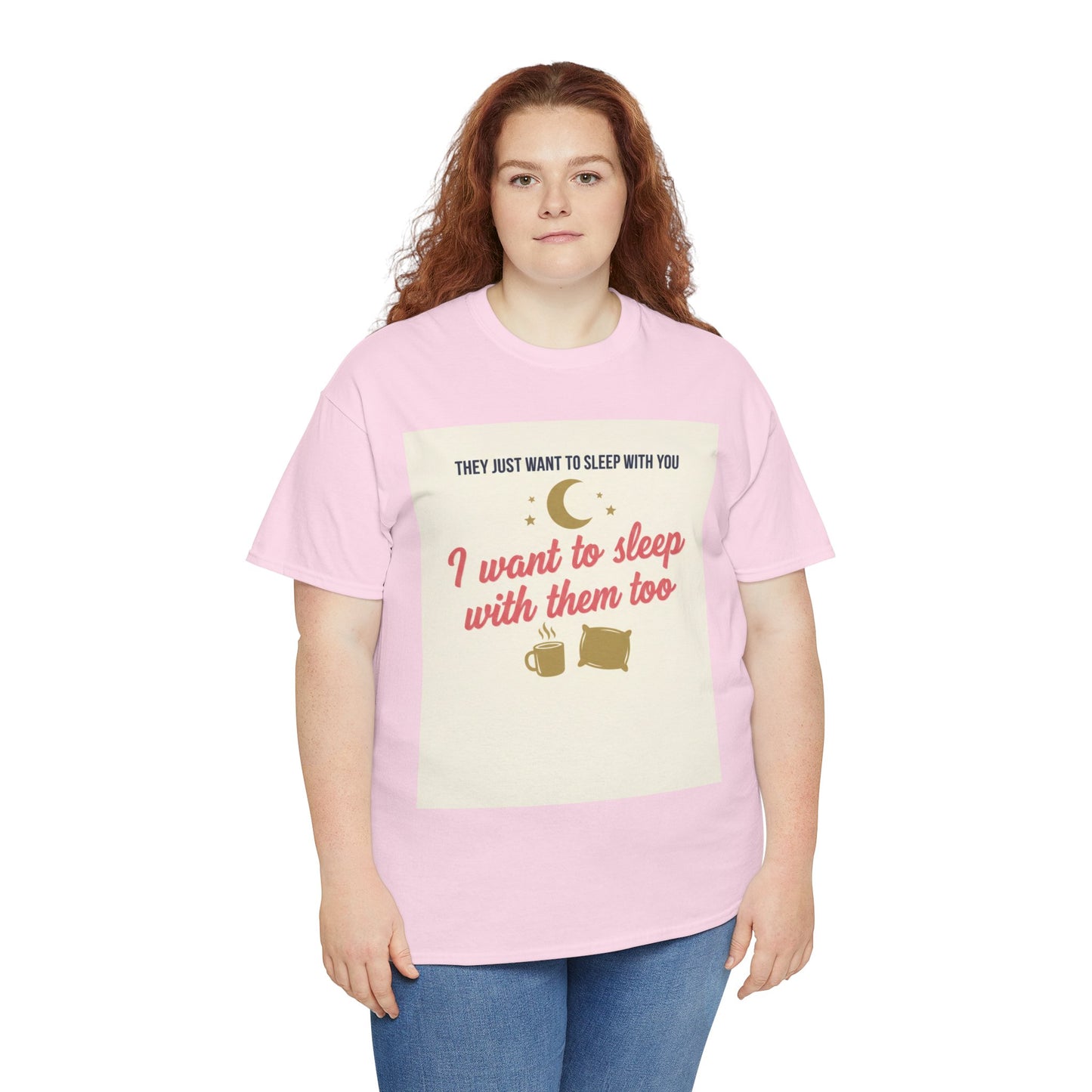 Sleepy Cats T-Shirt — "I Want to Sleep with Them Too" Cute Nighttime Pet Tee