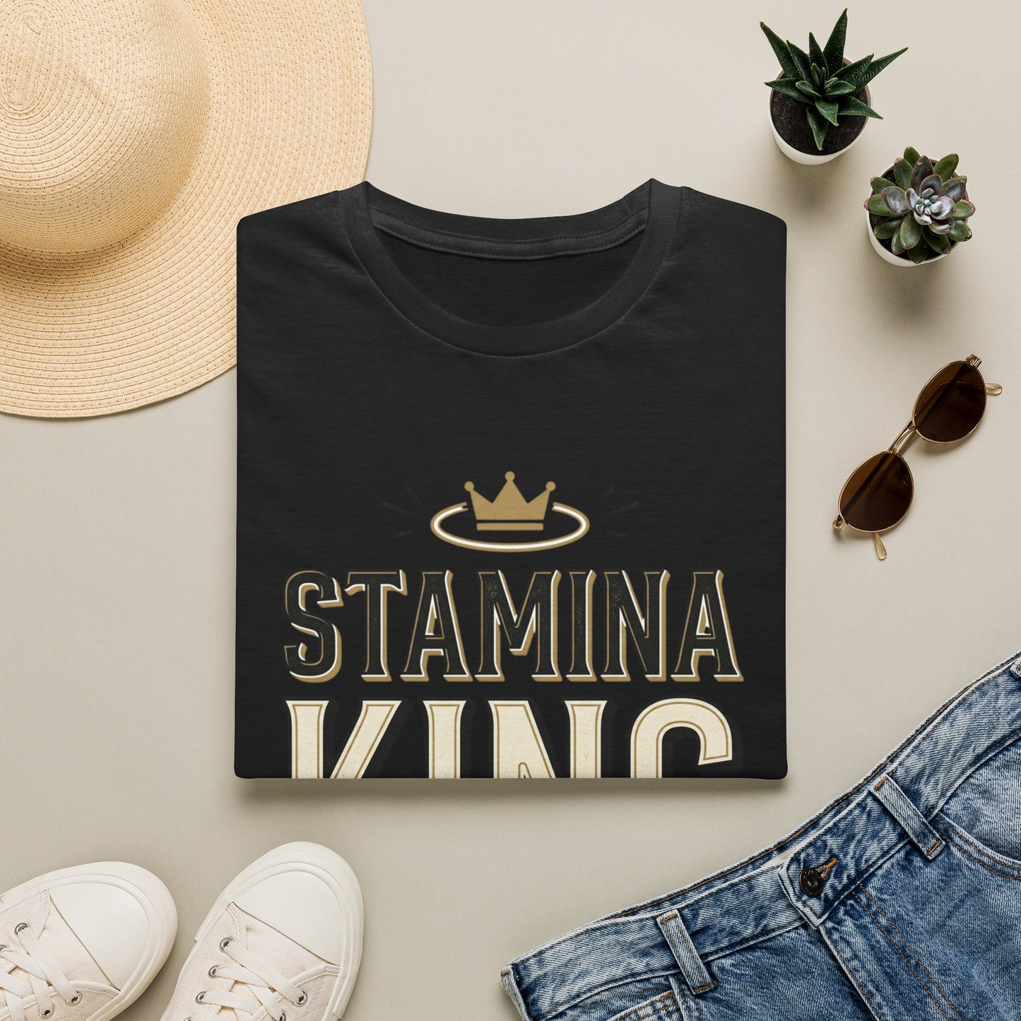 Stamina King T-Shirt — Bold Crown Fitness Tee for Workout Motivation