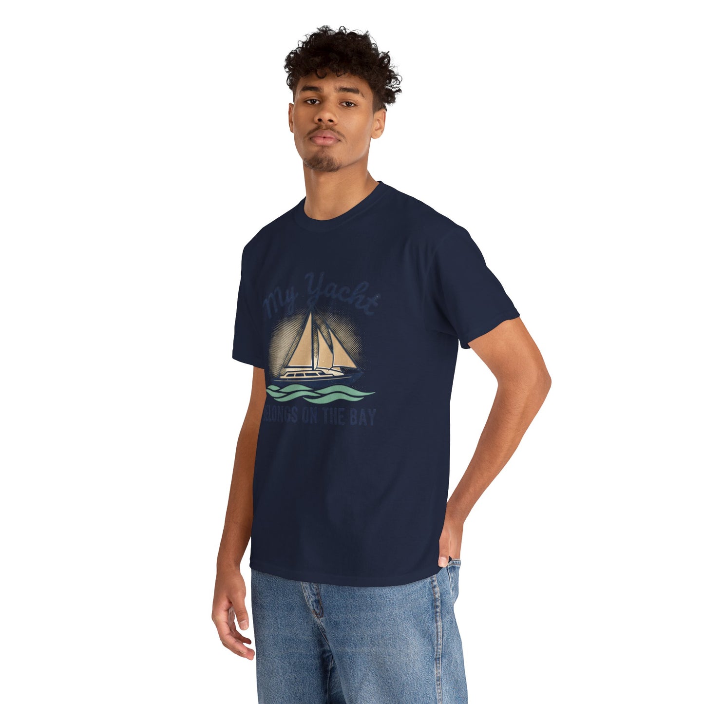 Sailboat Graphic Tee - "My Yacht Belongs on the Bay" Casual Nautical T-Shirt