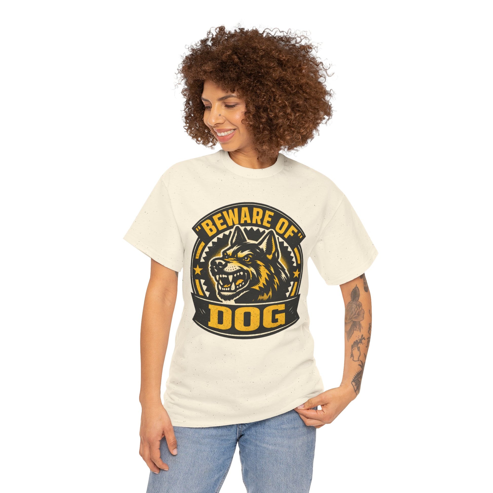 Beware of Dog T-Shirt — Retro Aggressive Dog Warning Graphic Tee Printify