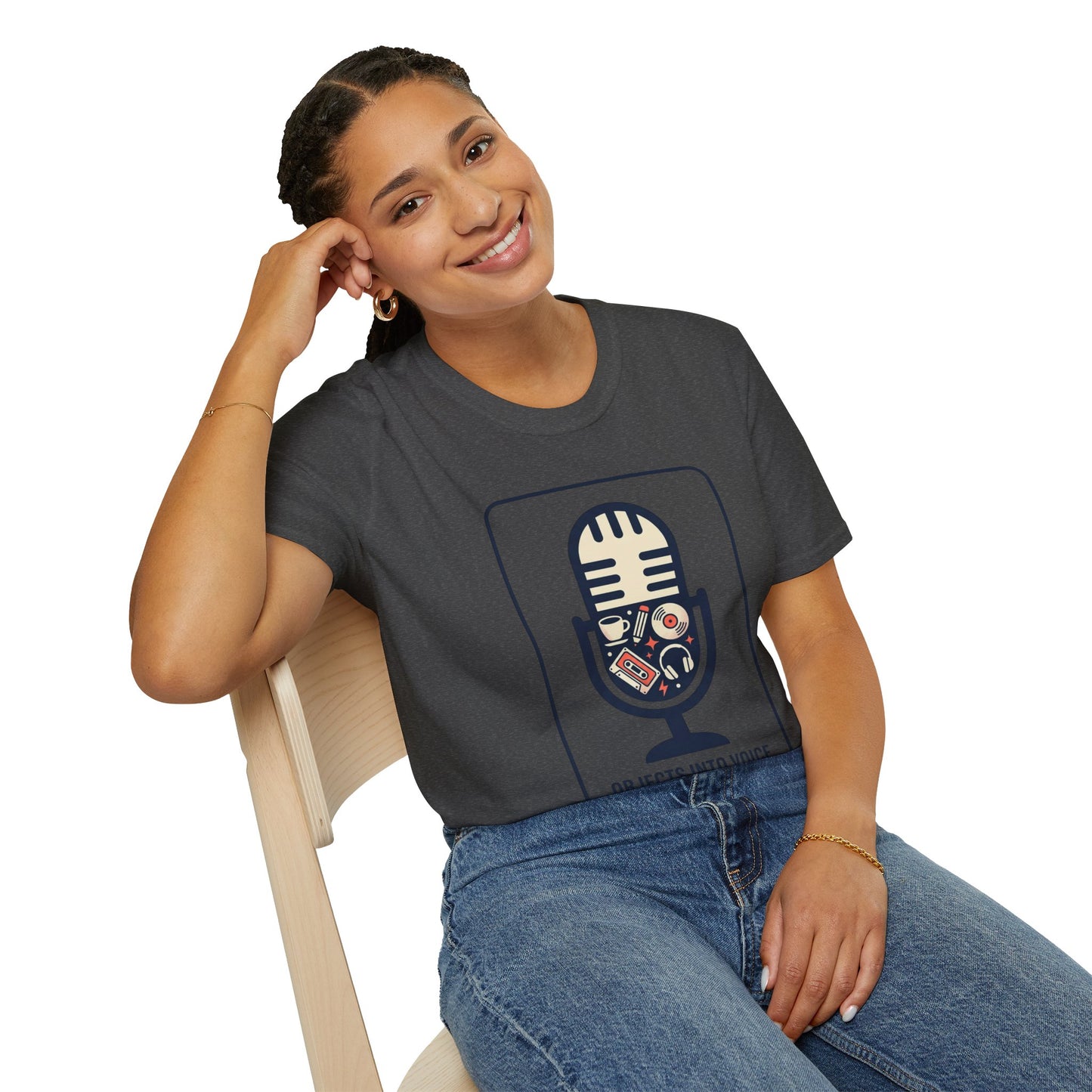 Microphone Graphic T-Shirt — “Objects Into Voice” Podcast Tee
