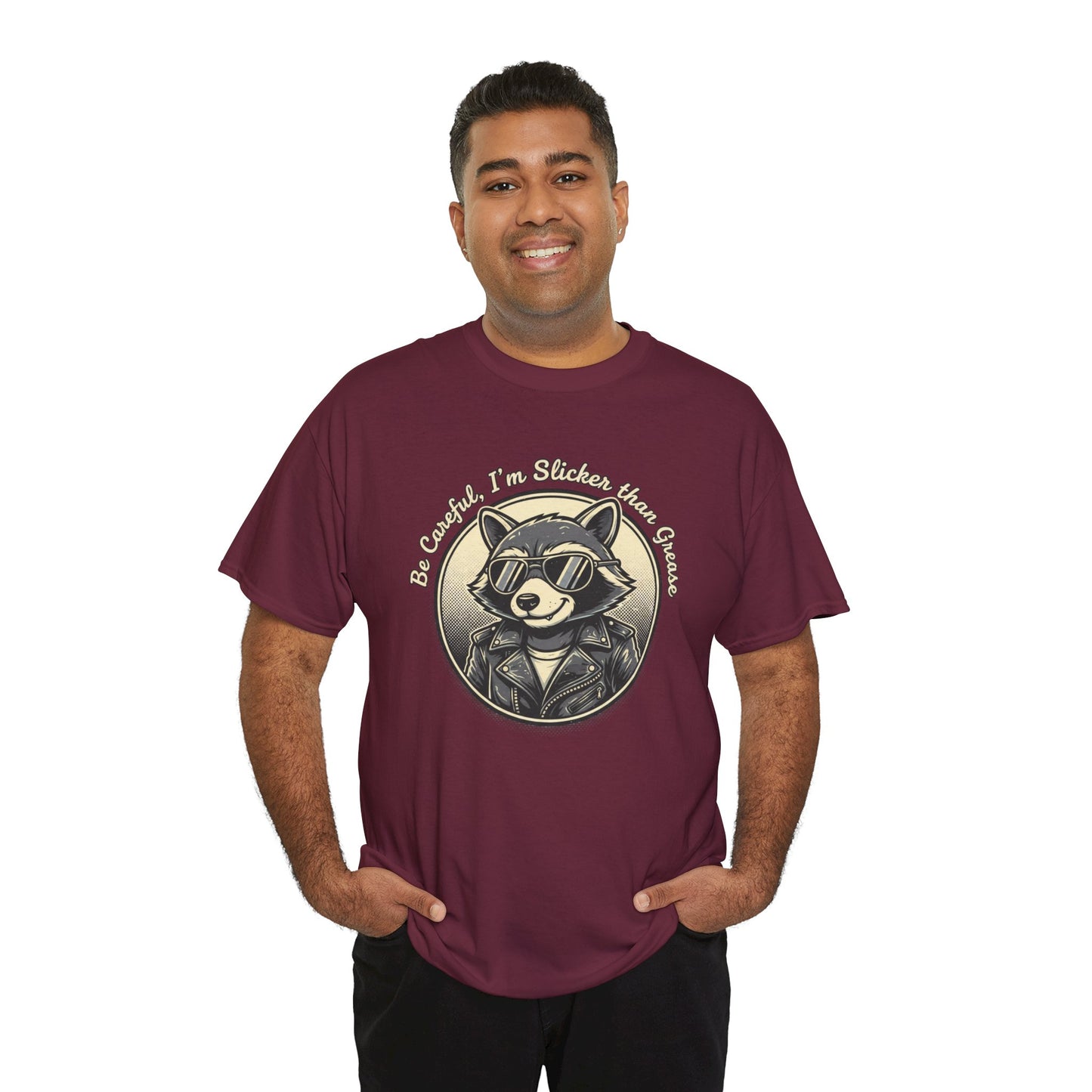 Raccoon Detective Graphic Tee — "Be Careful I’m Watching Your Snacks" Vintage Badge T-Shirt