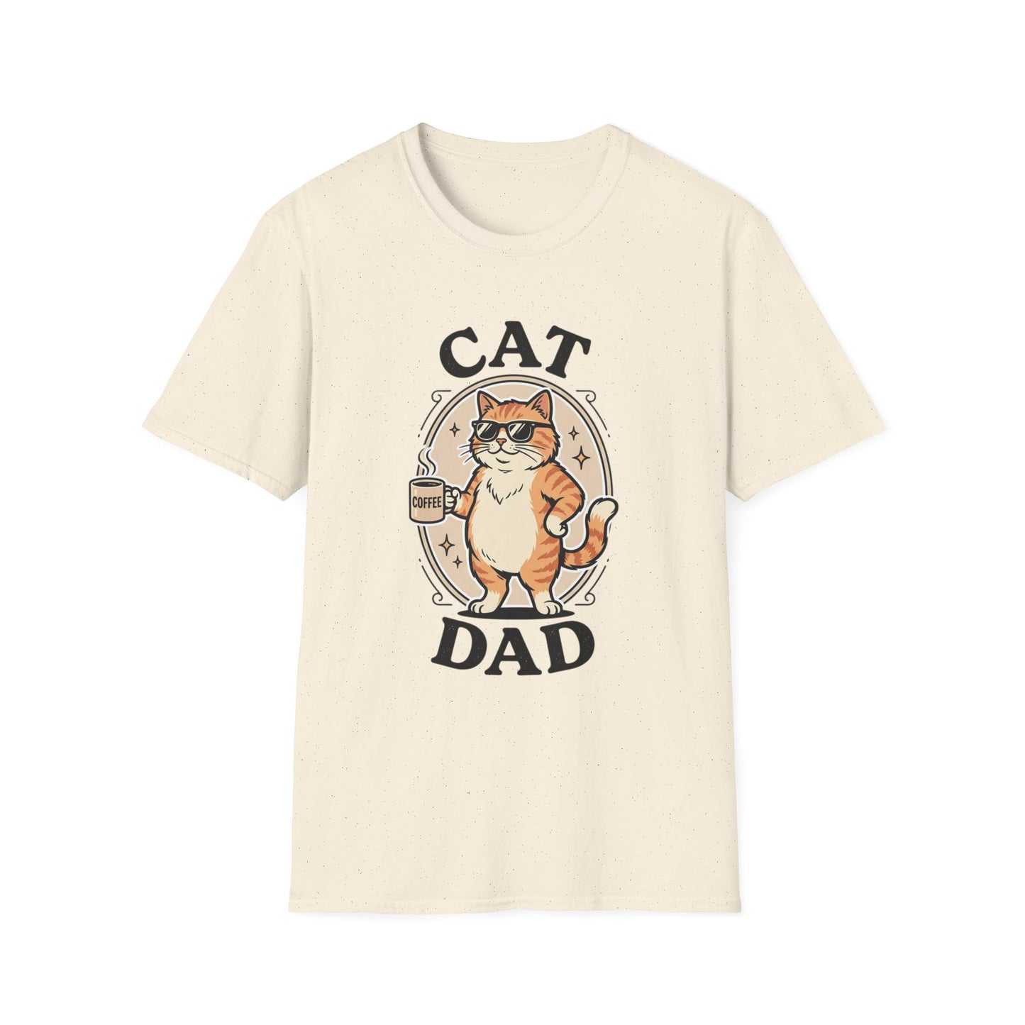 Cat Dad T‑Shirt — Cool Cat with Coffee Graphic Tee