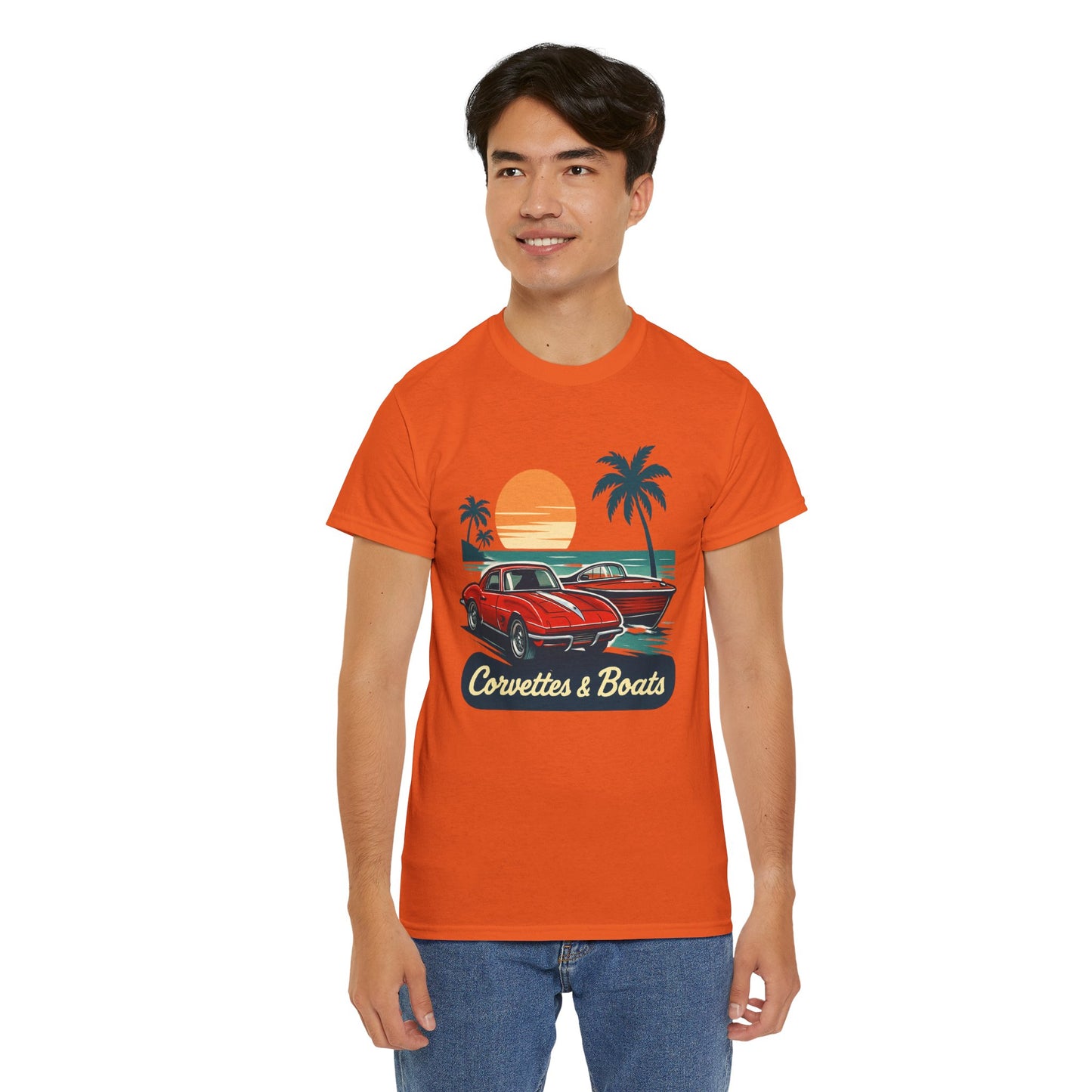 Corvettes & Boats Retro Sunset T‑Shirt