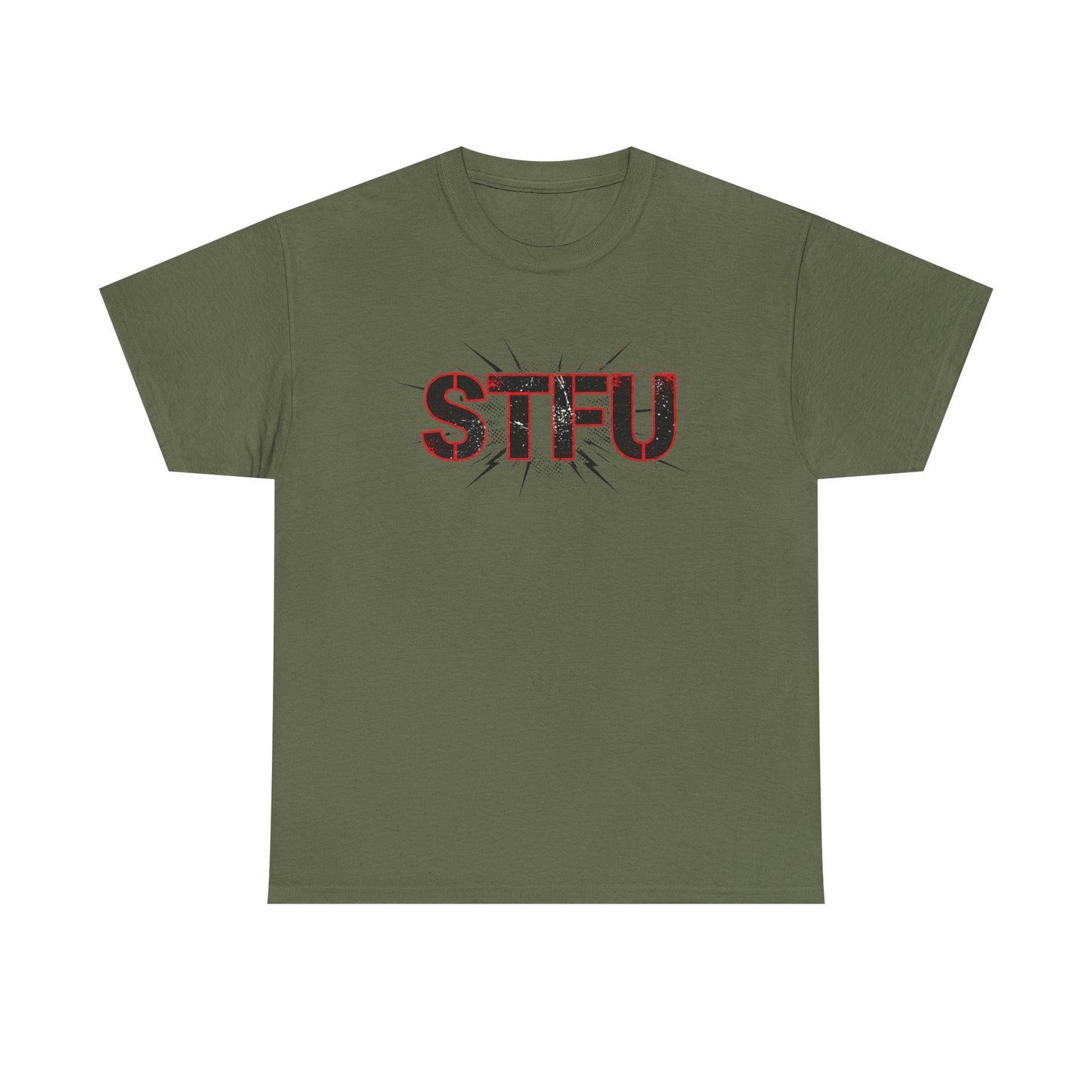 STFU Graphic Tee — Bold Distressed Text Shirt for Statement Style Printify