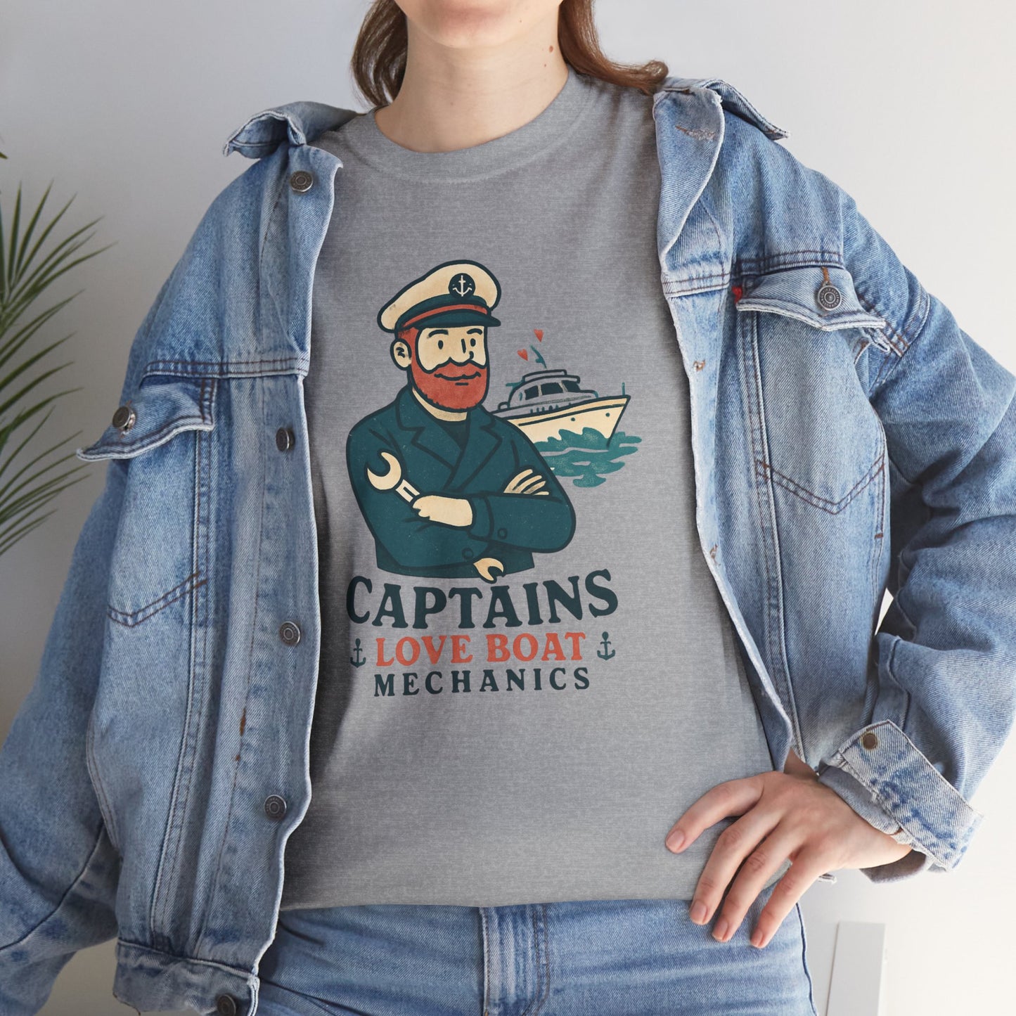 Captain Mechanics T‑Shirt — "Captains Love Boat Mechanics" Nautical Crew Tee