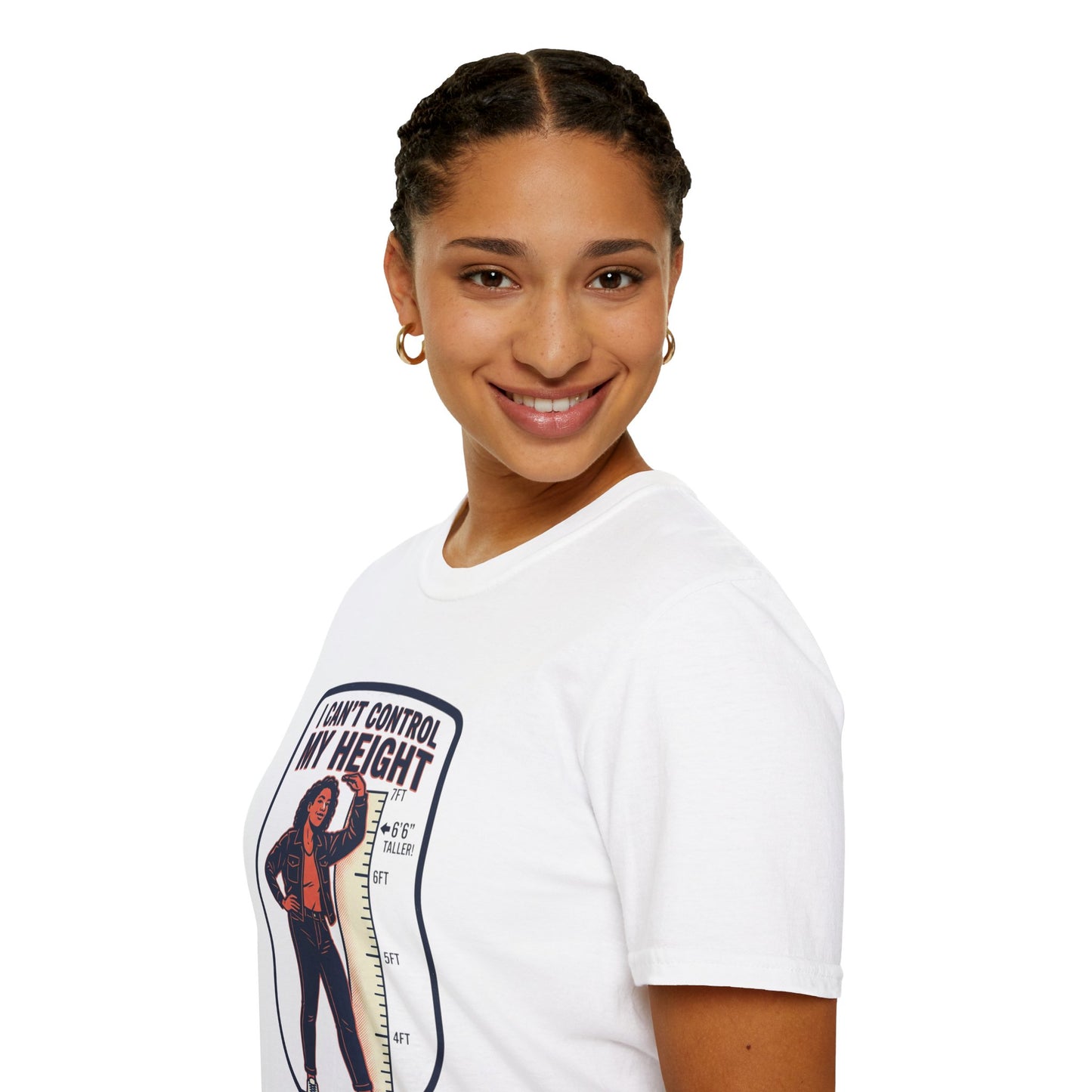 "I Can't Control My Height" Funny Tall Woman Graphic Tee