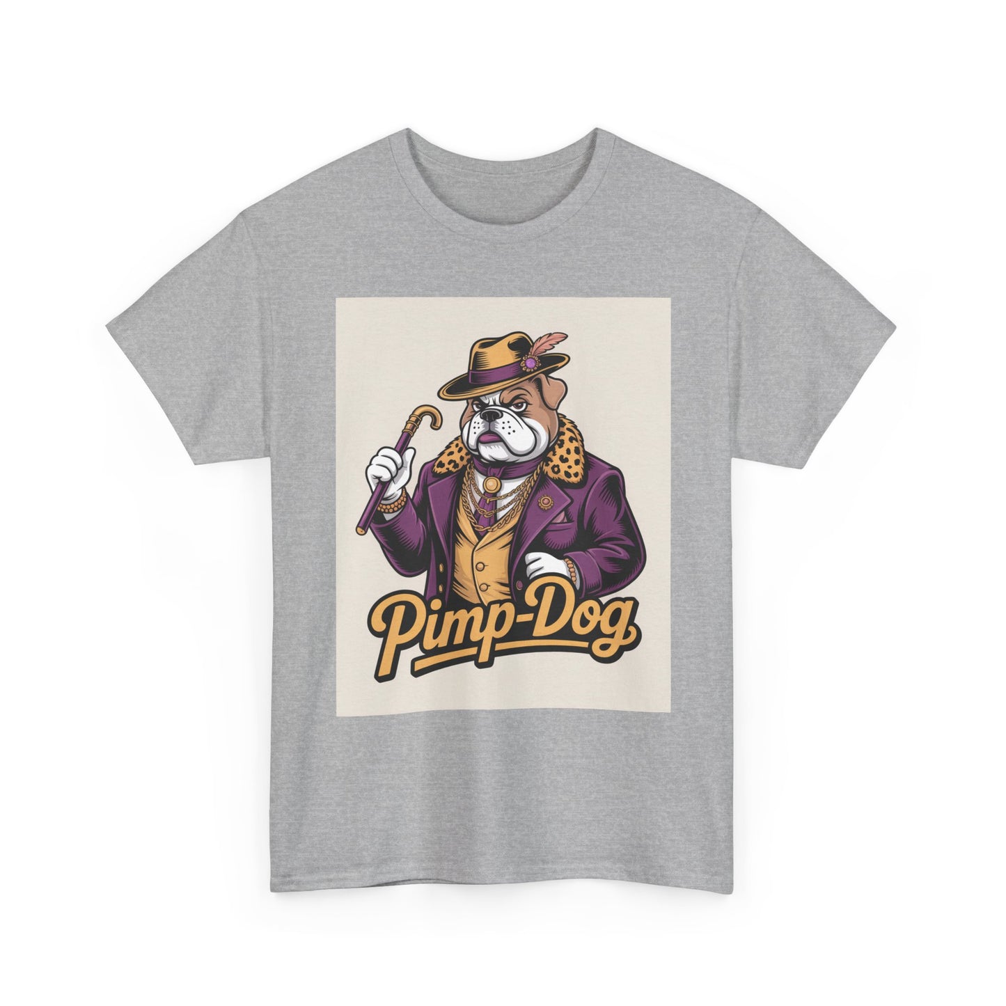 Pimp-Dog Graphic Tee — Retro Bulldog Character Shirt Printify