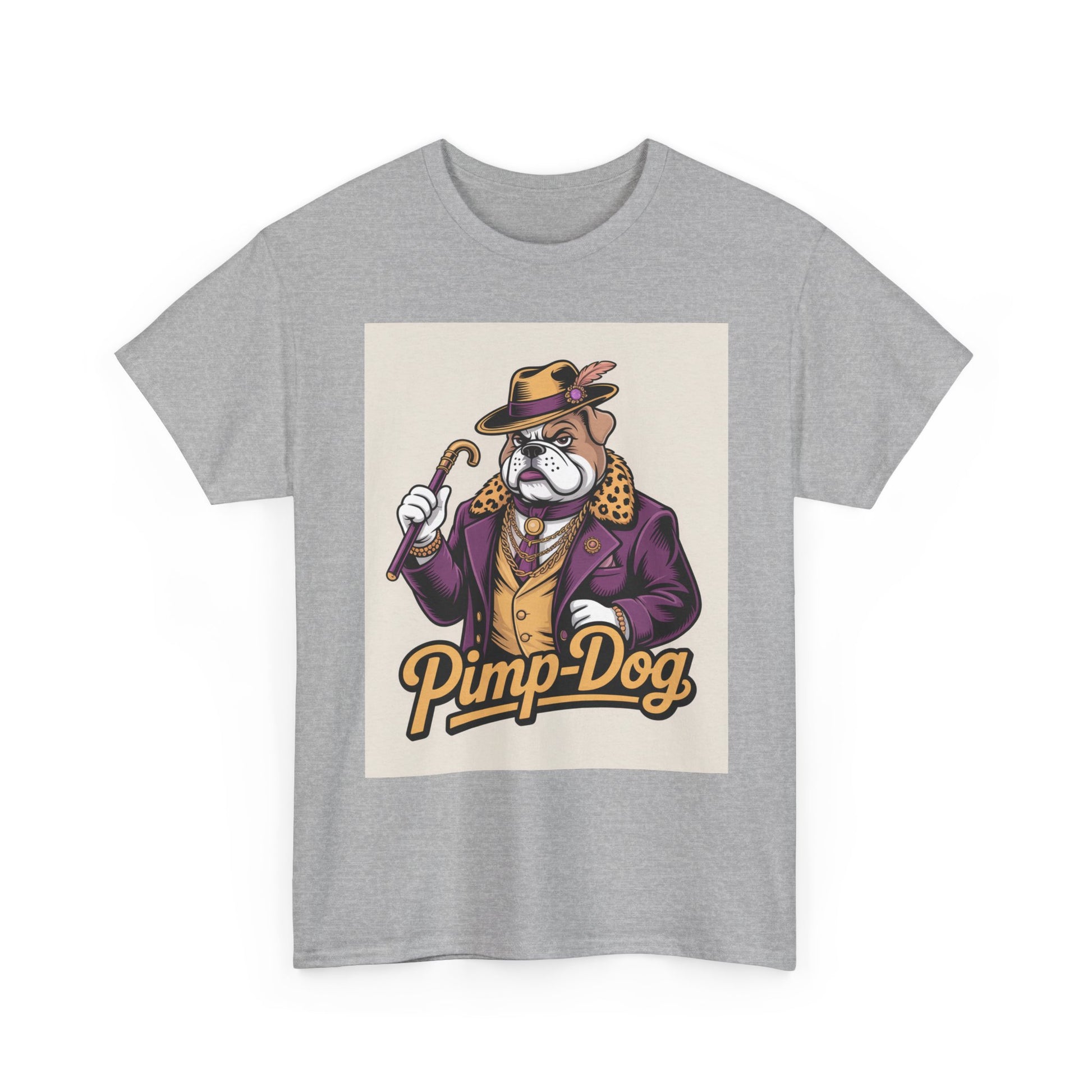 Pimp-Dog Graphic Tee — Retro Bulldog Character Shirt Printify
