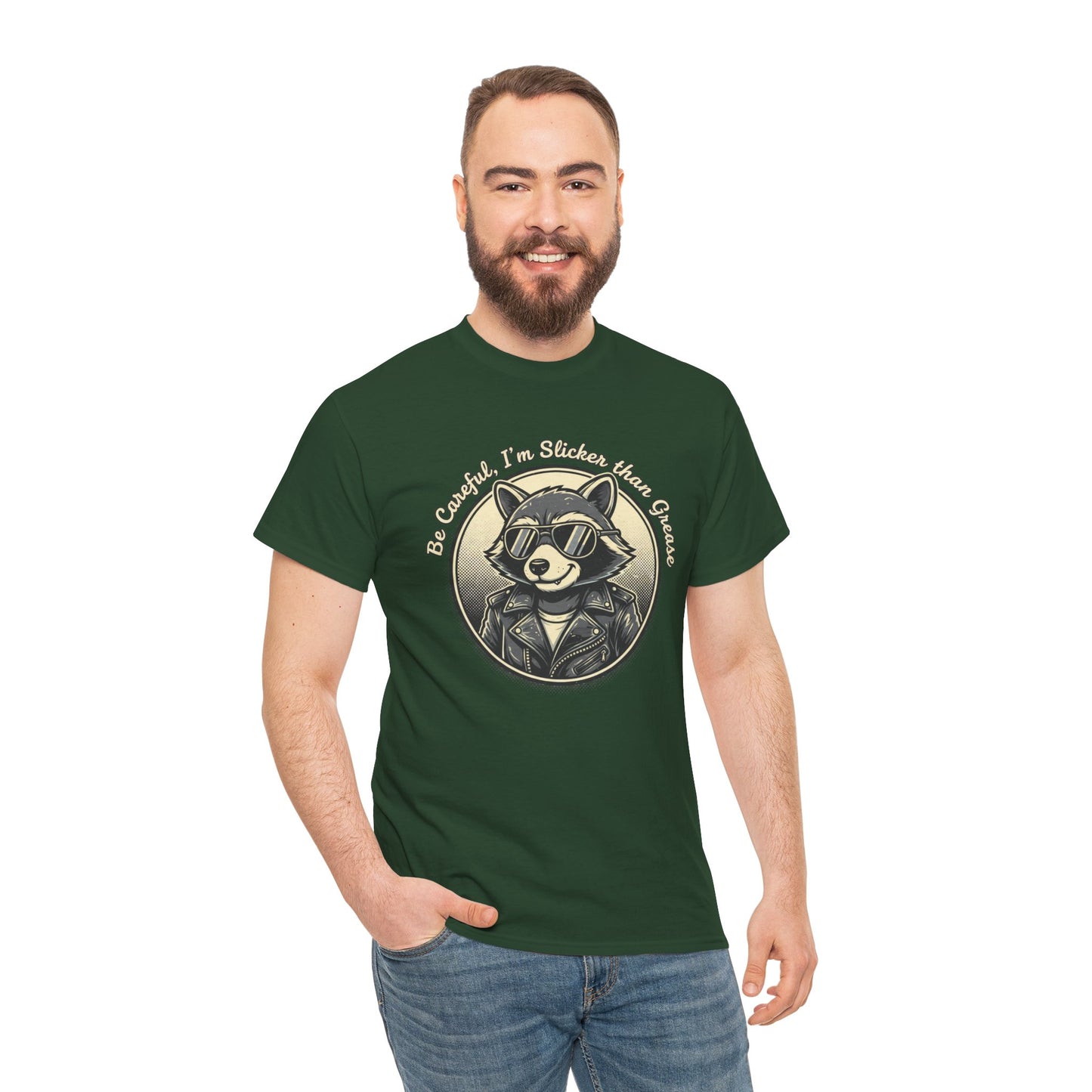 Raccoon Detective Graphic Tee — "Be Careful I’m Watching Your Snacks" Vintage Badge T-Shirt