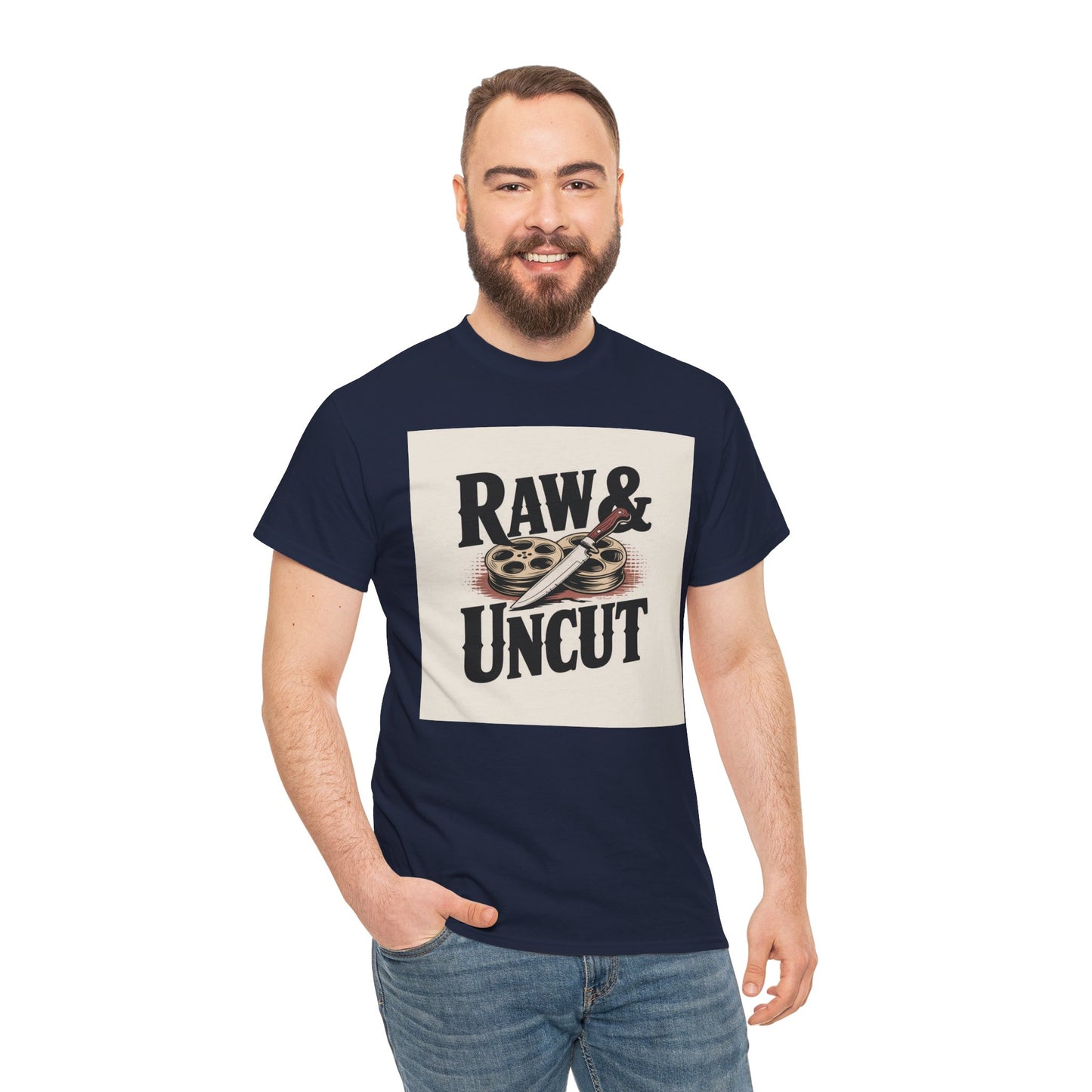 Raw & Uncut Graphic Tee — Vintage Film Reel Movie Lover T-Shirt