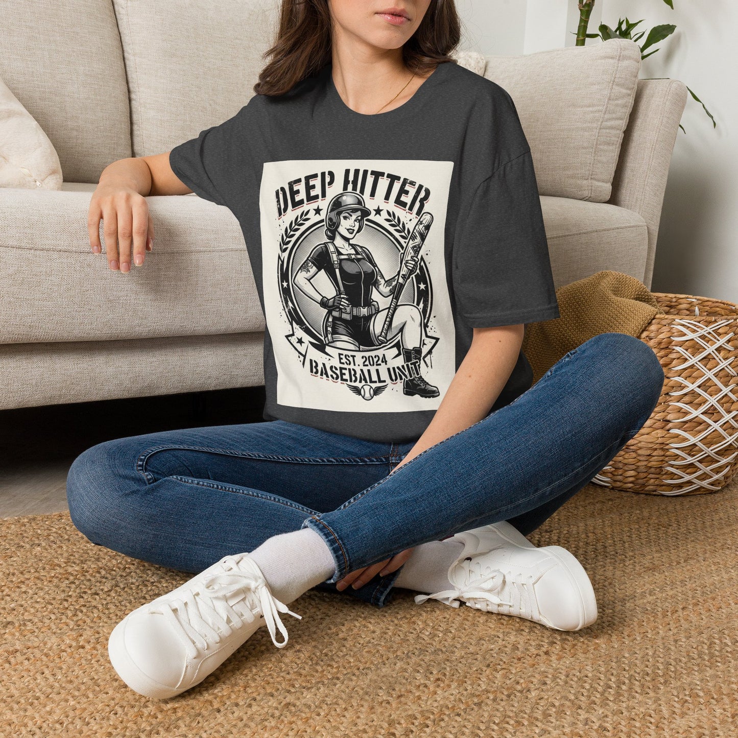 Deep Hitter Baseball Tee — Vintage Softball Graphic Shirt