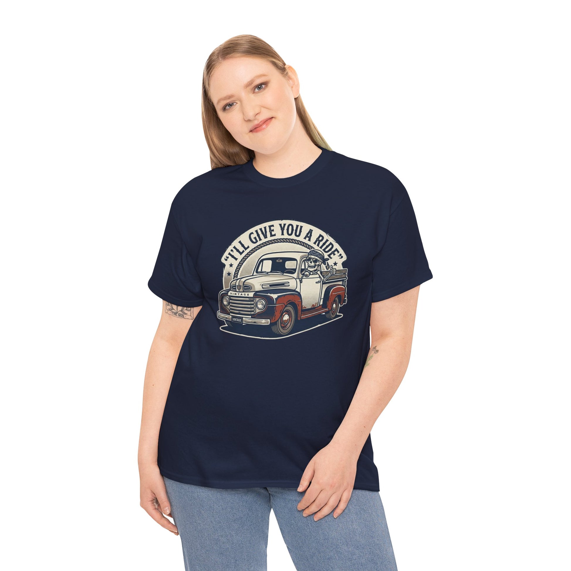 Vintage Pickup Truck T-Shirt — “I’ll Give You a Ride” Classic Retro Tee Printify