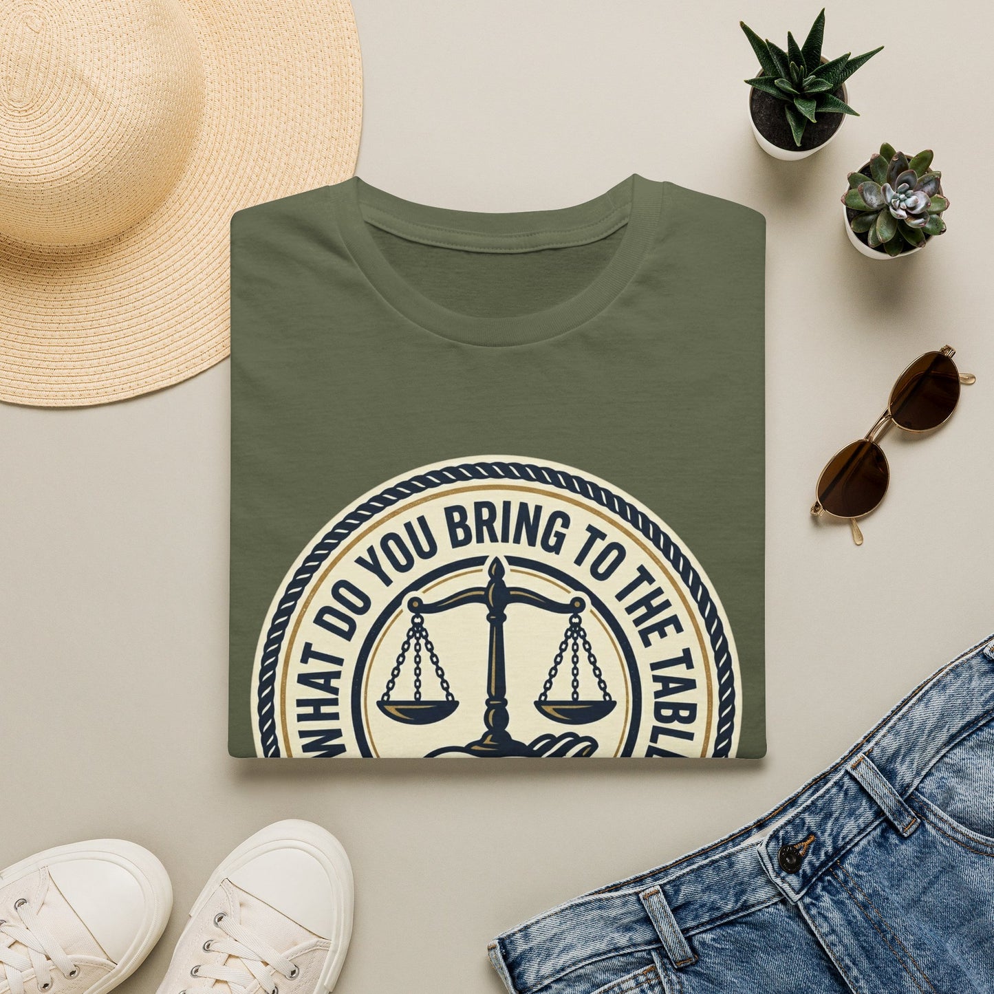 “What Do You Bring to the Table?” Legal Support & Balance T-Shirt-Scales of Justice Tee