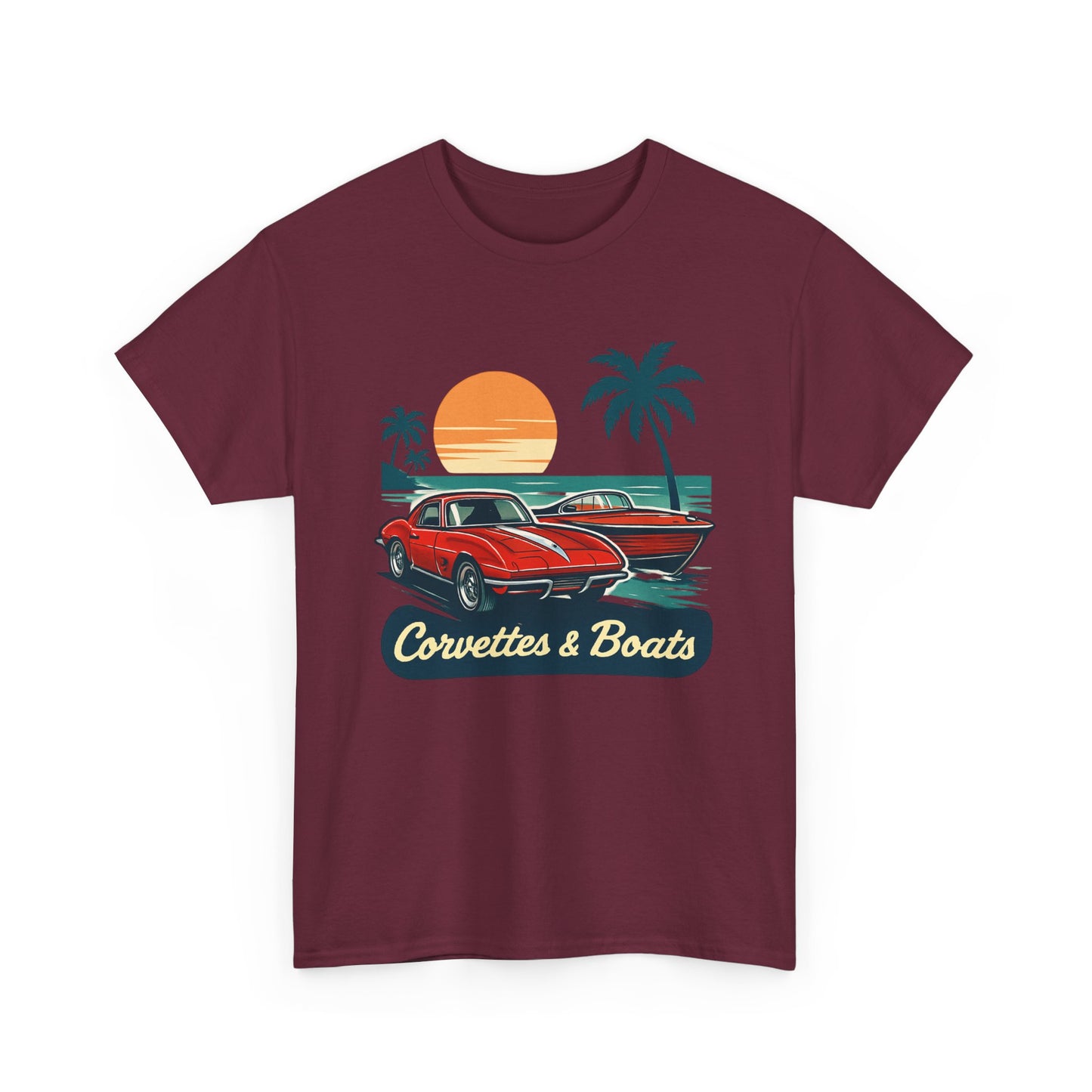 Corvettes & Boats Retro Sunset T‑Shirt
