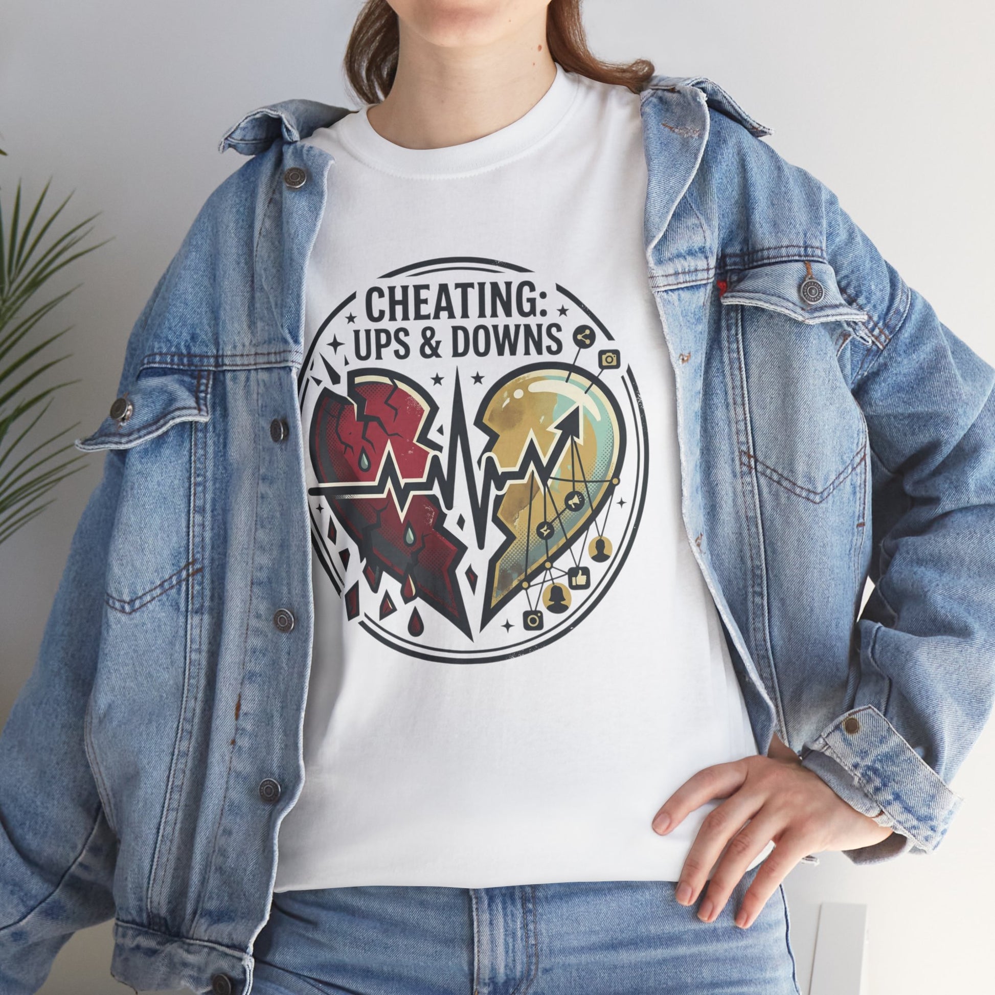 Cheating: Ups & Downs Broken Heart Graphic Tee Printify