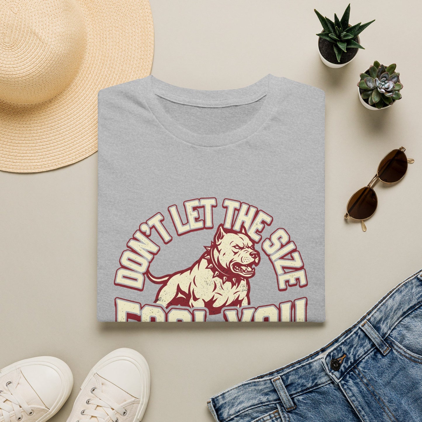 "Don’t Let The Size Fool You" Vintage Dog Tee-Pitbull Graphic T-Shirt
