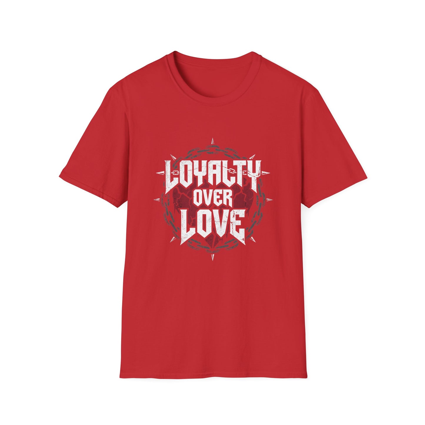 Loyalty Over Love T-Shirt — Edgy Heart & Chain Graphic Tee