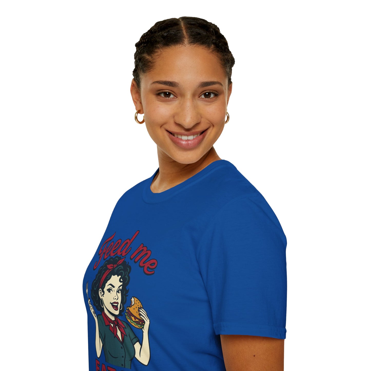Feed Me Eat Me T-Shirt — Retro Pinup Burger Graphic Tee Printify