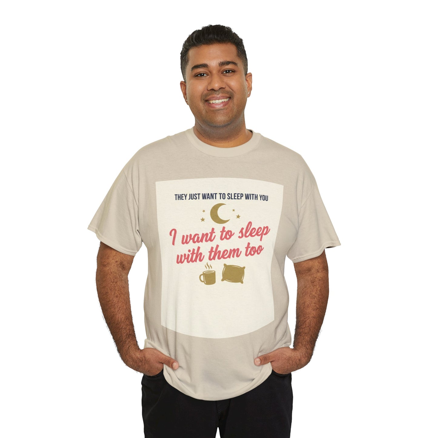 Sleepy Cats T-Shirt — "I Want to Sleep with Them Too" Cute Nighttime Pet Tee