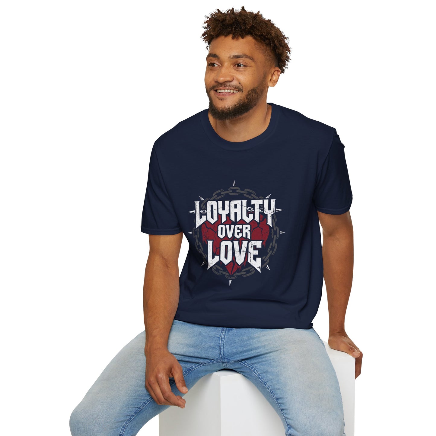 Loyalty Over Love T-Shirt — Edgy Heart & Chain Graphic Tee
