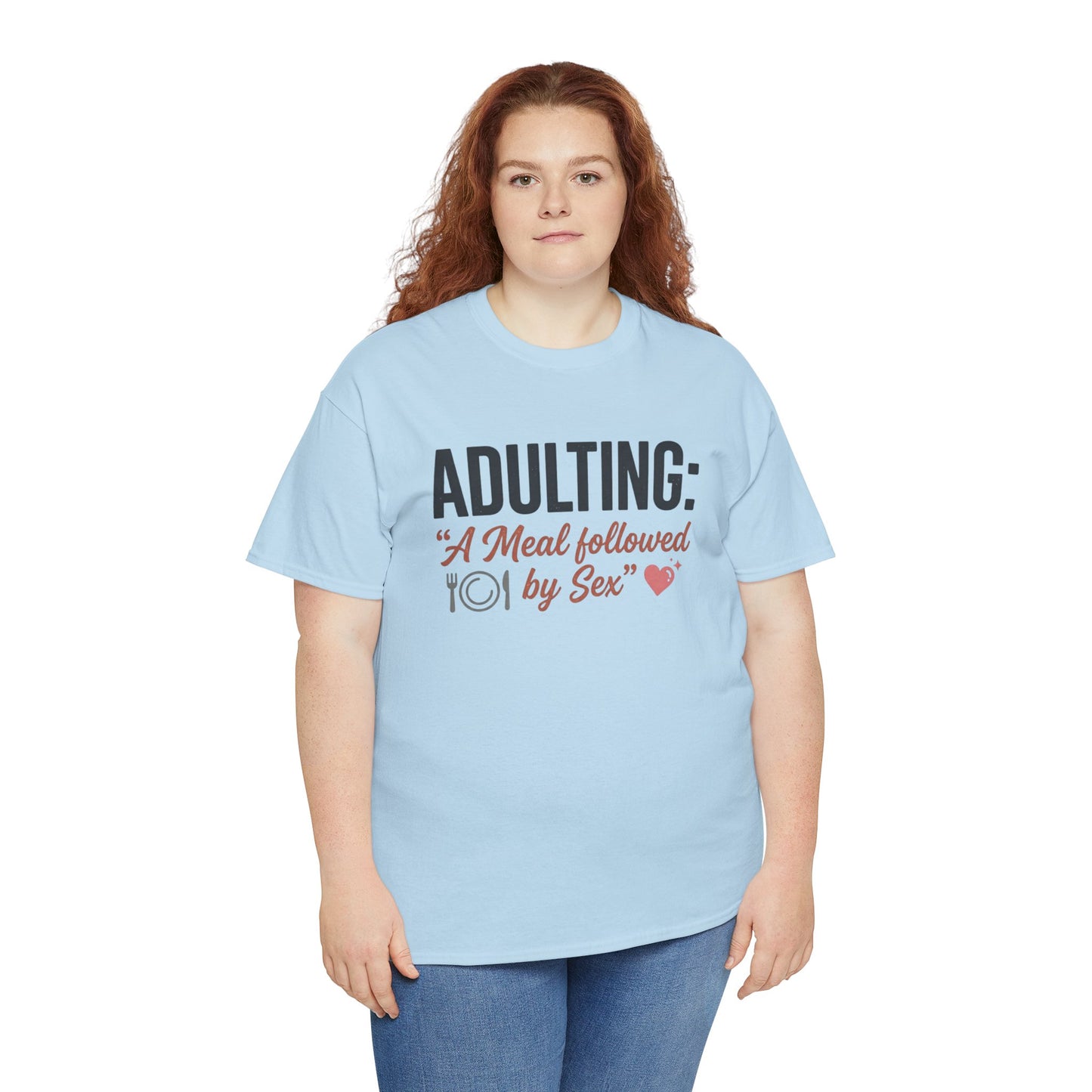 Adulting T‑Shirt – "Adulting: A Meal Followed by Sex" Funny Graphic Tee Printify