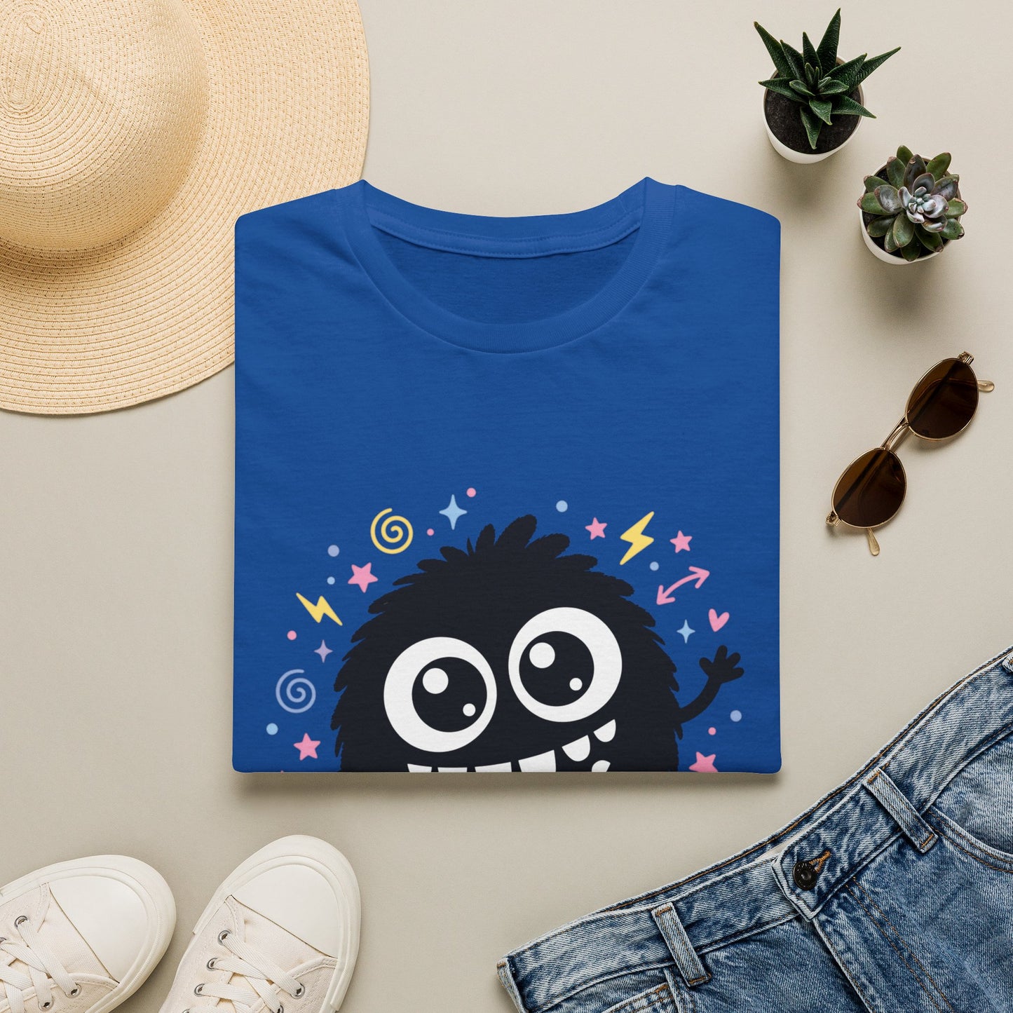 Cute Fuzzy Monster T-Shirt — Playful Cartoon Graphic Tee for Kids & Adults