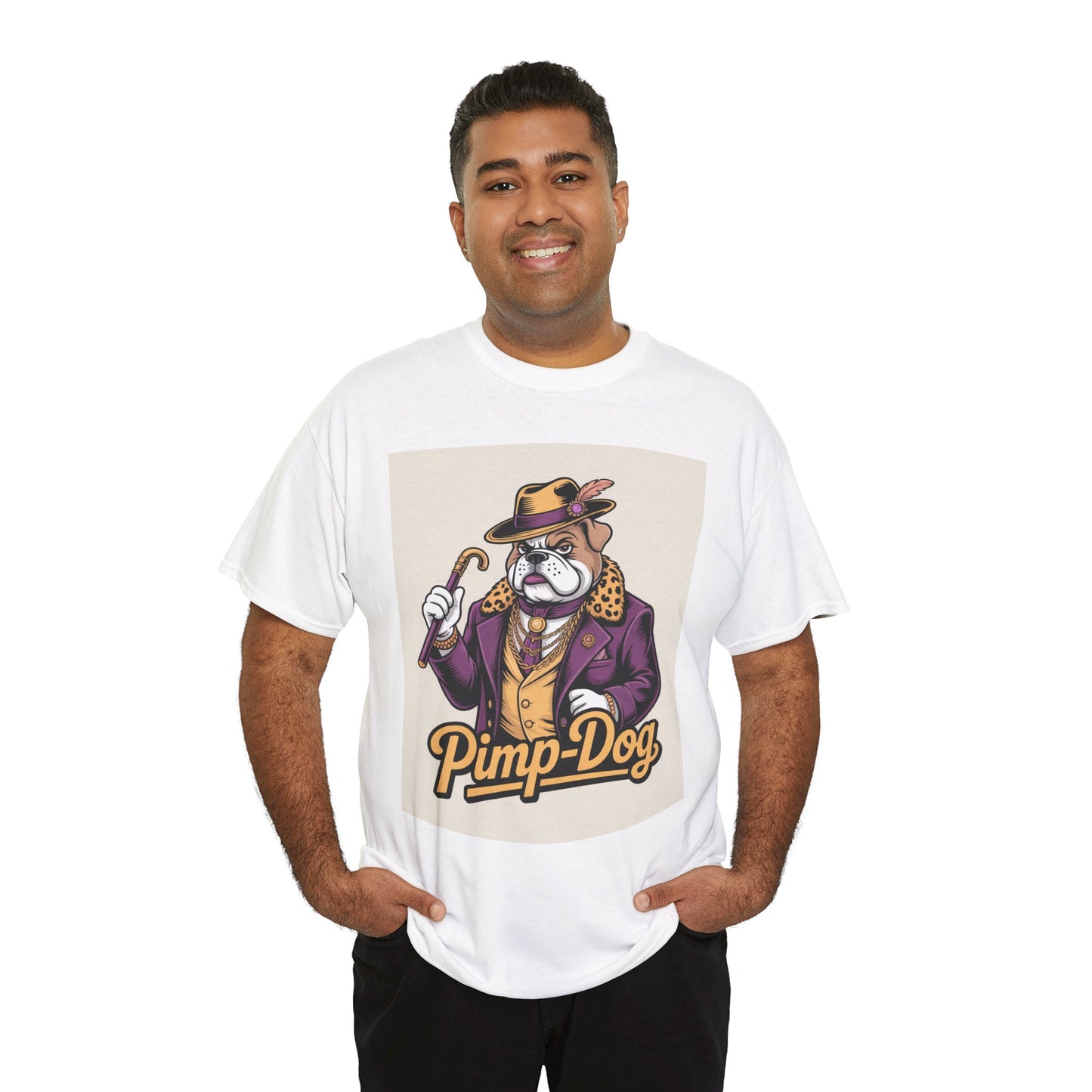 Pimp-Dog Graphic Tee — Retro Bulldog Character Shirt Printify
