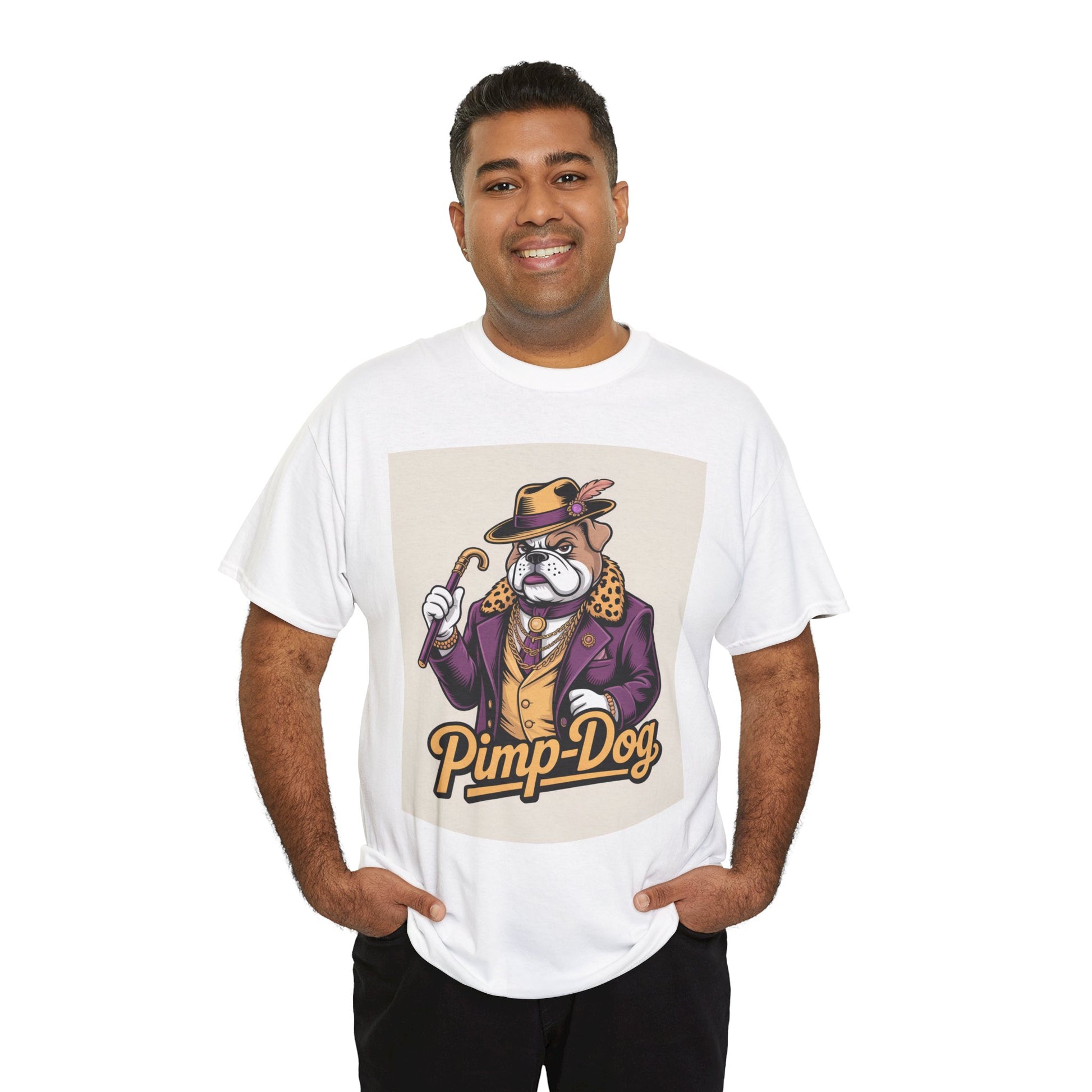 Pimp-Dog Graphic Tee — Retro Bulldog Character Shirt Printify