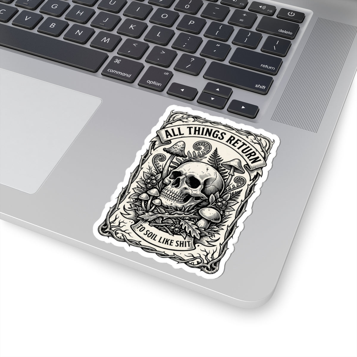 Skull & Mushrooms Sticker | Gothic Botanicals kiss-cut sticker