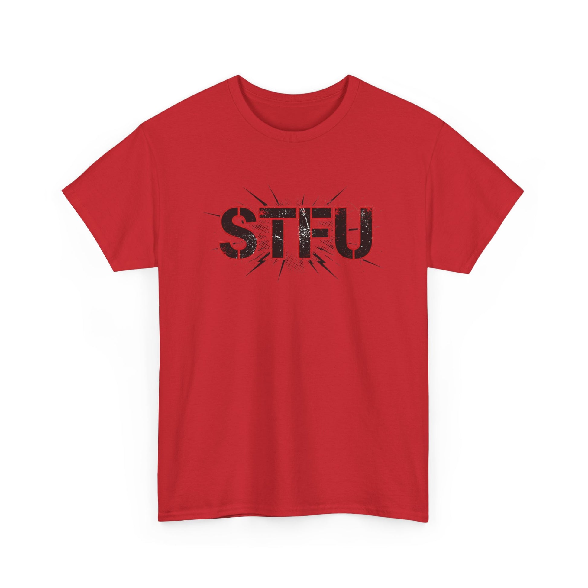 STFU Graphic Tee — Bold Distressed Text Shirt for Statement Style Printify