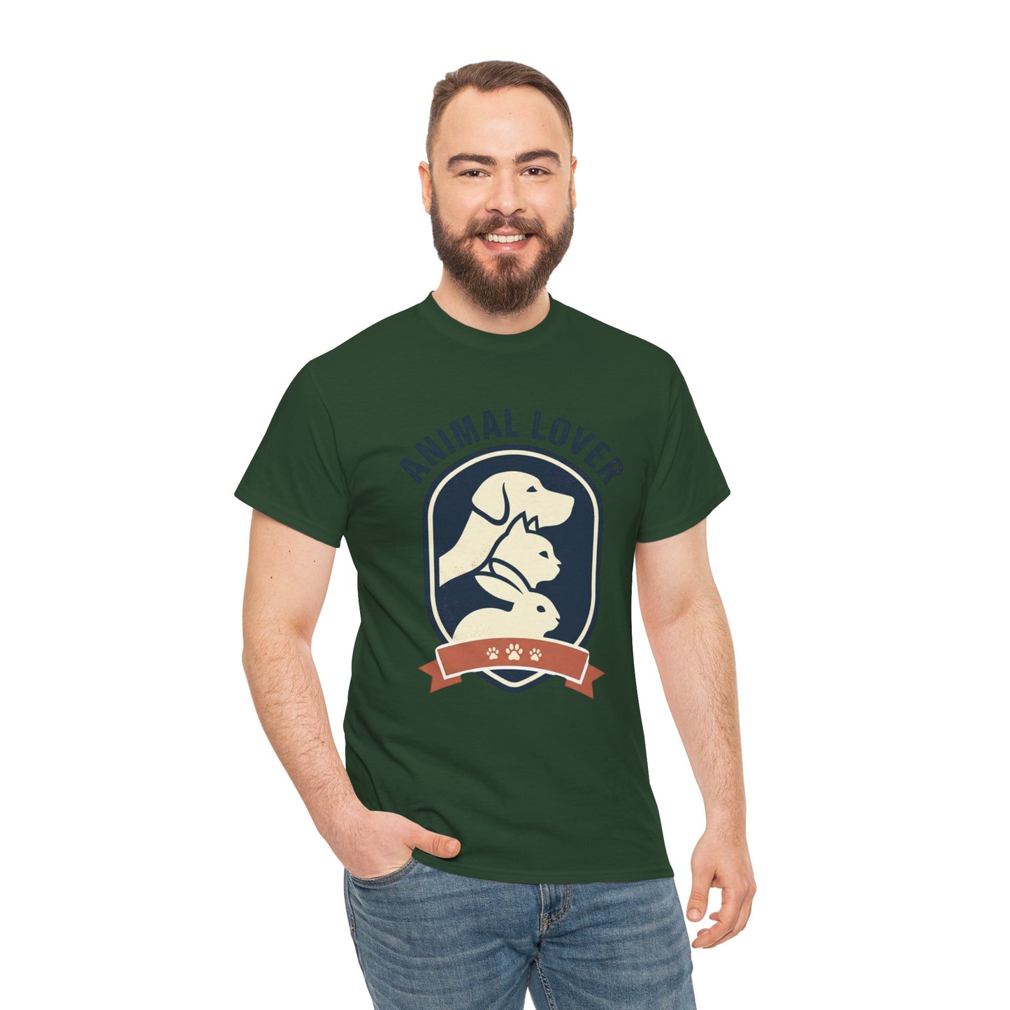 Animal Lover T-Shirt — Retro Pet Badge Tee (Dogs & Cats)