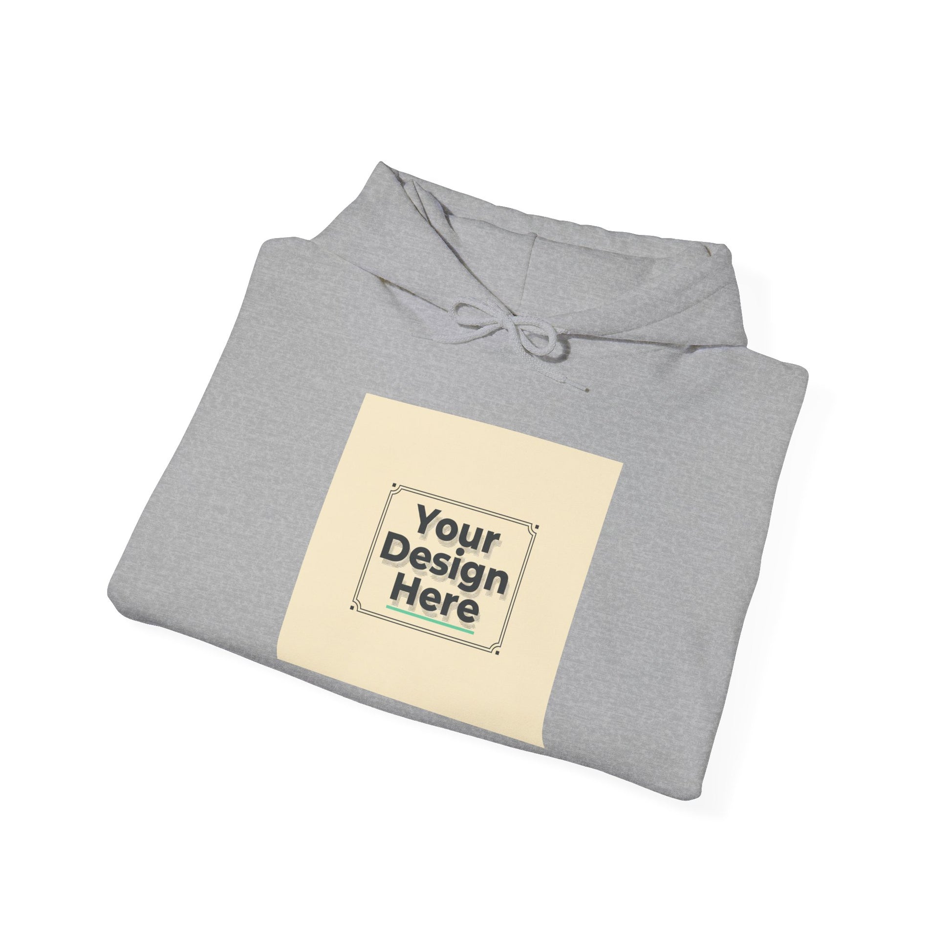 Custom Classic White Hoodie with Centered Square Design Mockup Printify