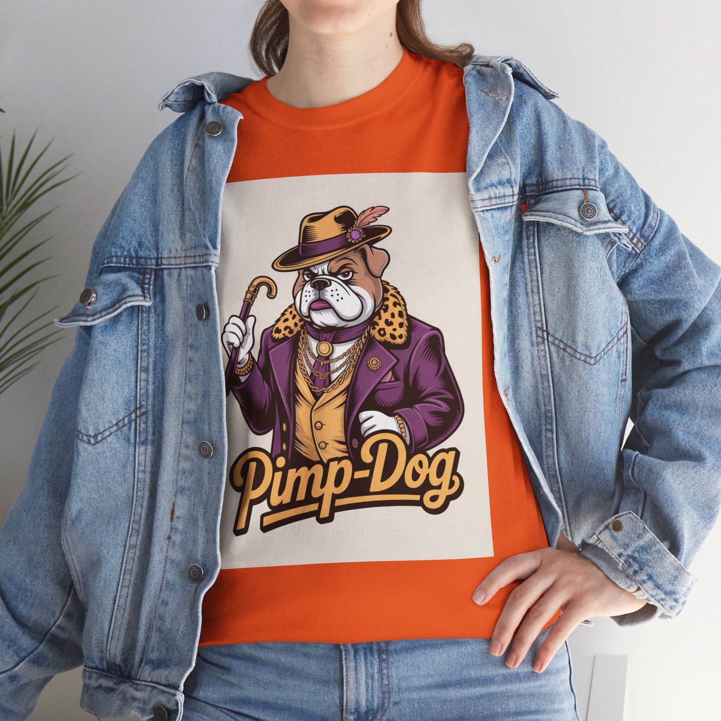 Pimp-Dog Graphic Tee — Retro Bulldog Character Shirt Printify