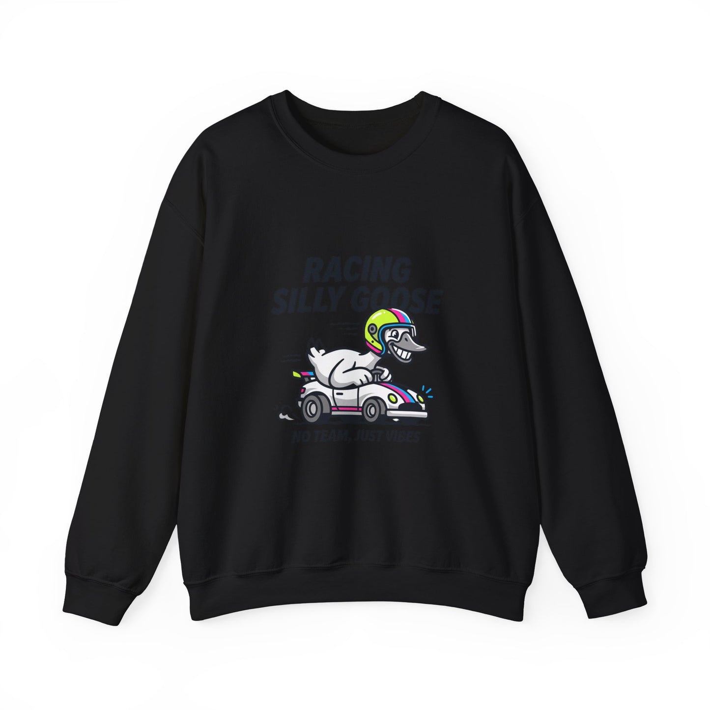 Racing Silly Goose Sweatshirt | motorsport parody, checkered pit crew vibe