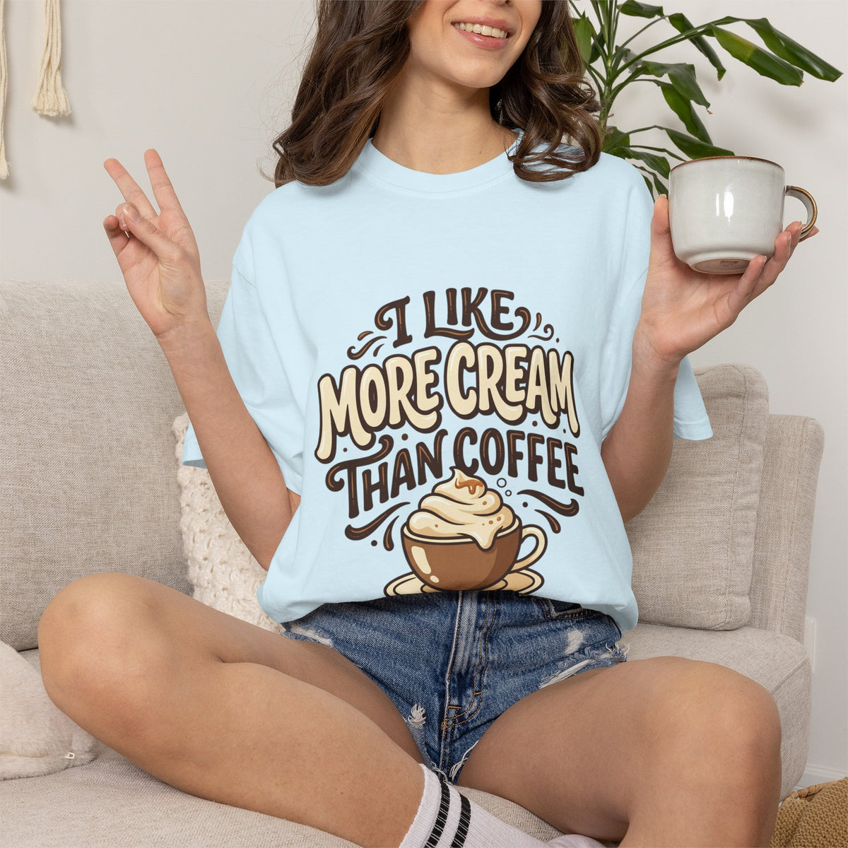 Coffee Tee — "I Like More Cream Than Coffee" Graphic T-Shirt