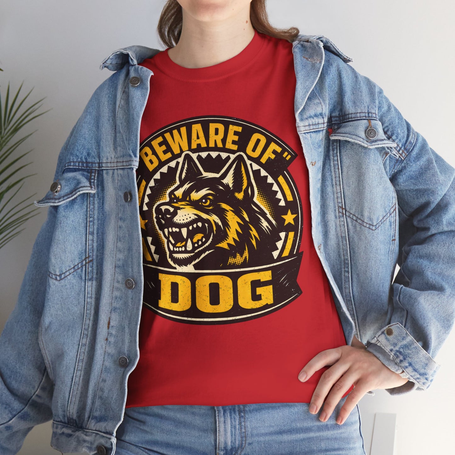 Beware of Dog T-Shirt — Retro Aggressive Dog Warning Graphic Tee Printify