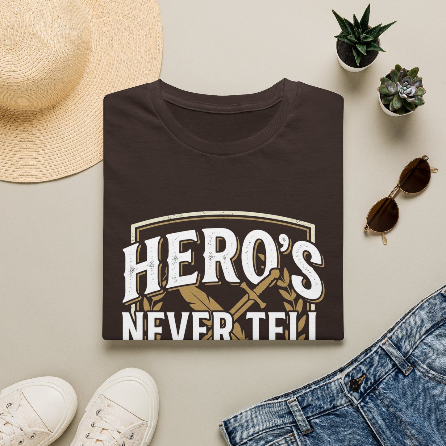 Hero's Never Tell T-Shirt — 'Hero's Never Tell Their Own Story' Graphic Tee for Veterans & First Responders
