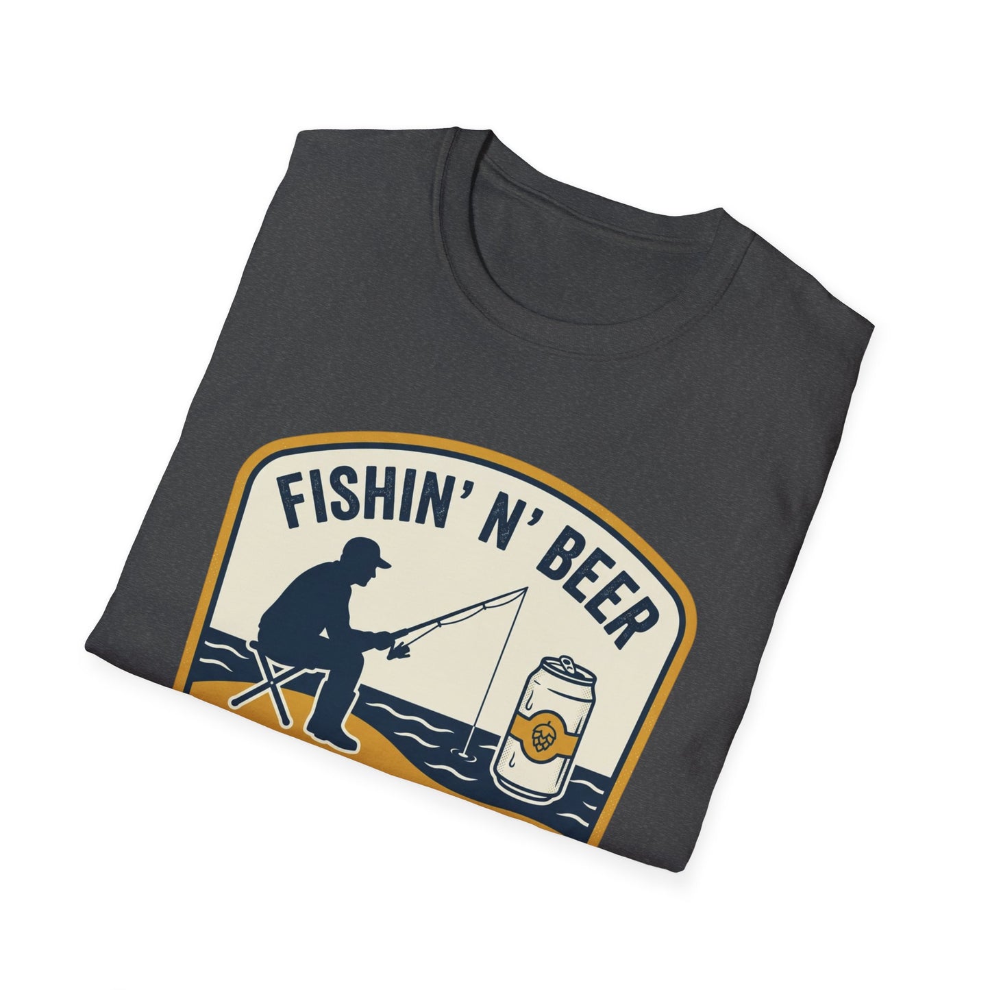 Fishing N' Beer T-Shirt — "Fishin' N' Beer That's Why I'm Here" Fishing Graphic Shirt