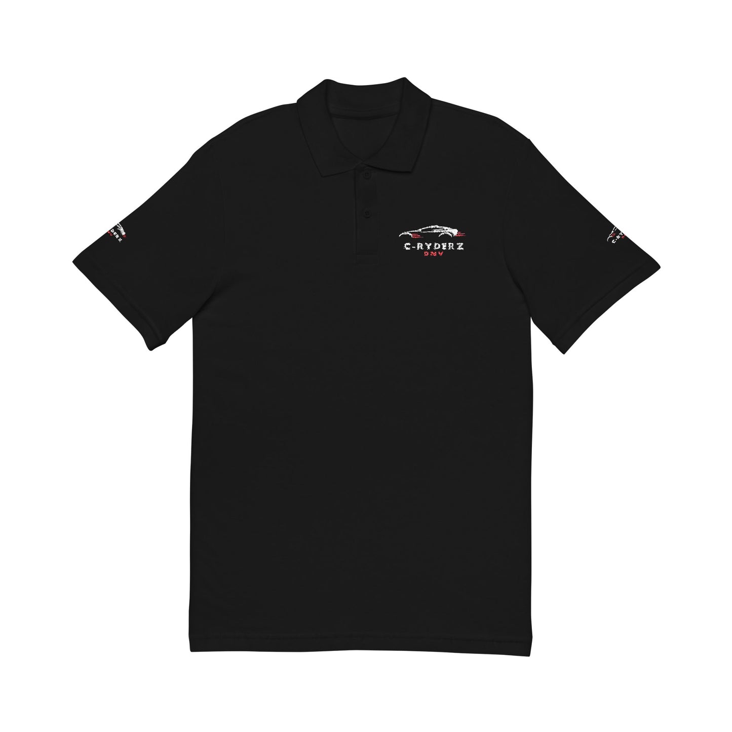 C-RYDERZ Embroidered Black Polo — 'Never Give Up' Heartbeat Logo Printify