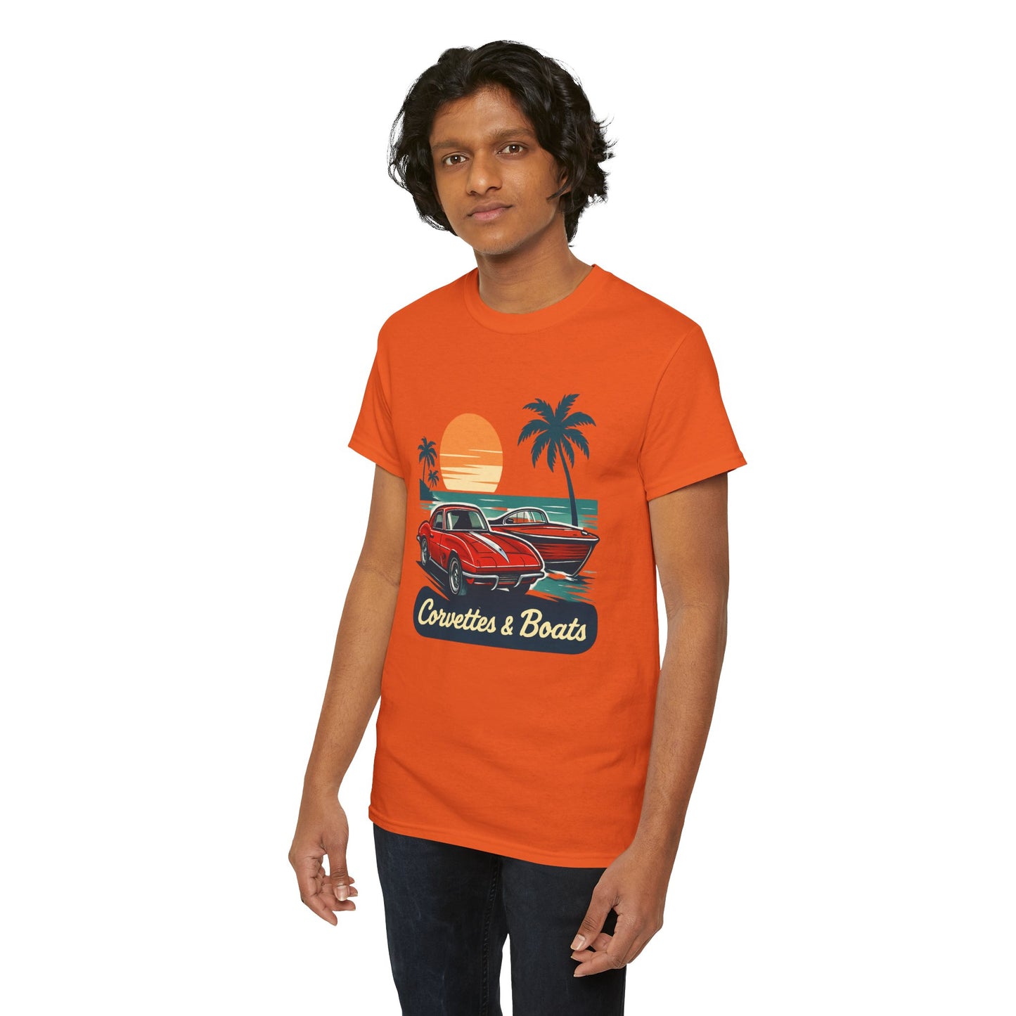 Corvettes & Boats Retro Sunset T‑Shirt