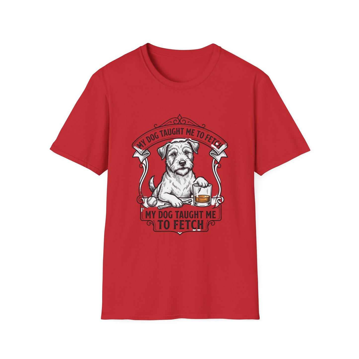 "My Dog Taught Me to Fetch" Vintage Pup Graphic Tee-Dog T-Shirt