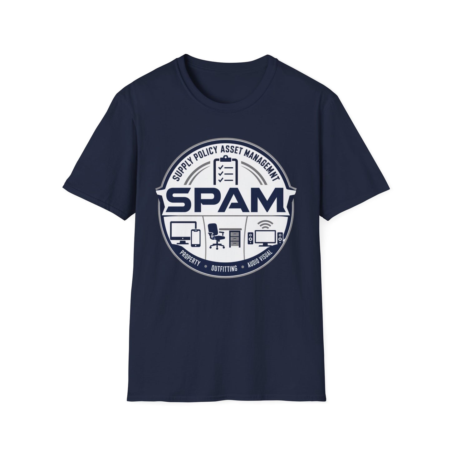 SPAM Supply Policy Asset Management T-Shirt — Logistics/ IT / Admin Graphic Tee
