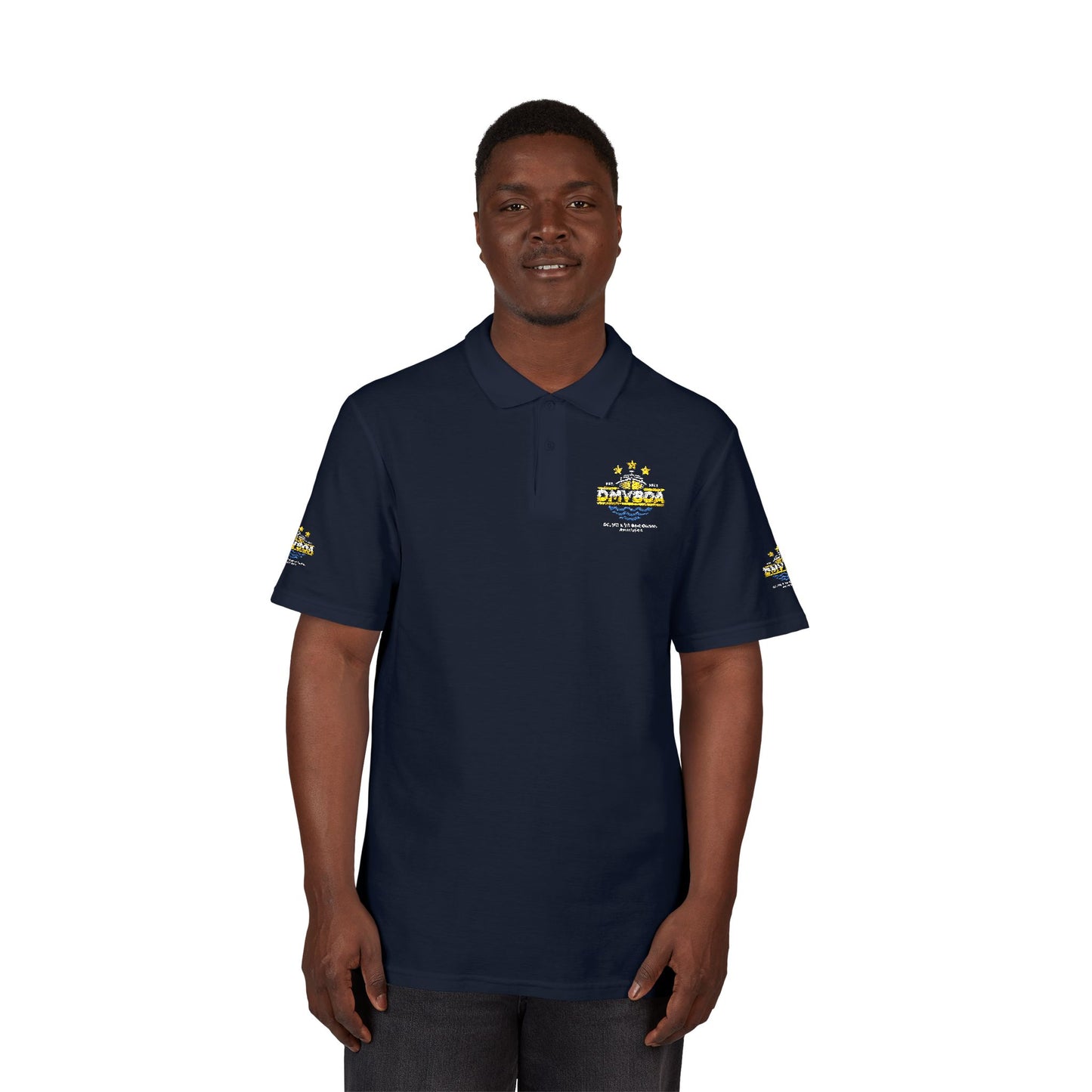 Unisex Pique Polo Shirt (Embroidery) Front and Back