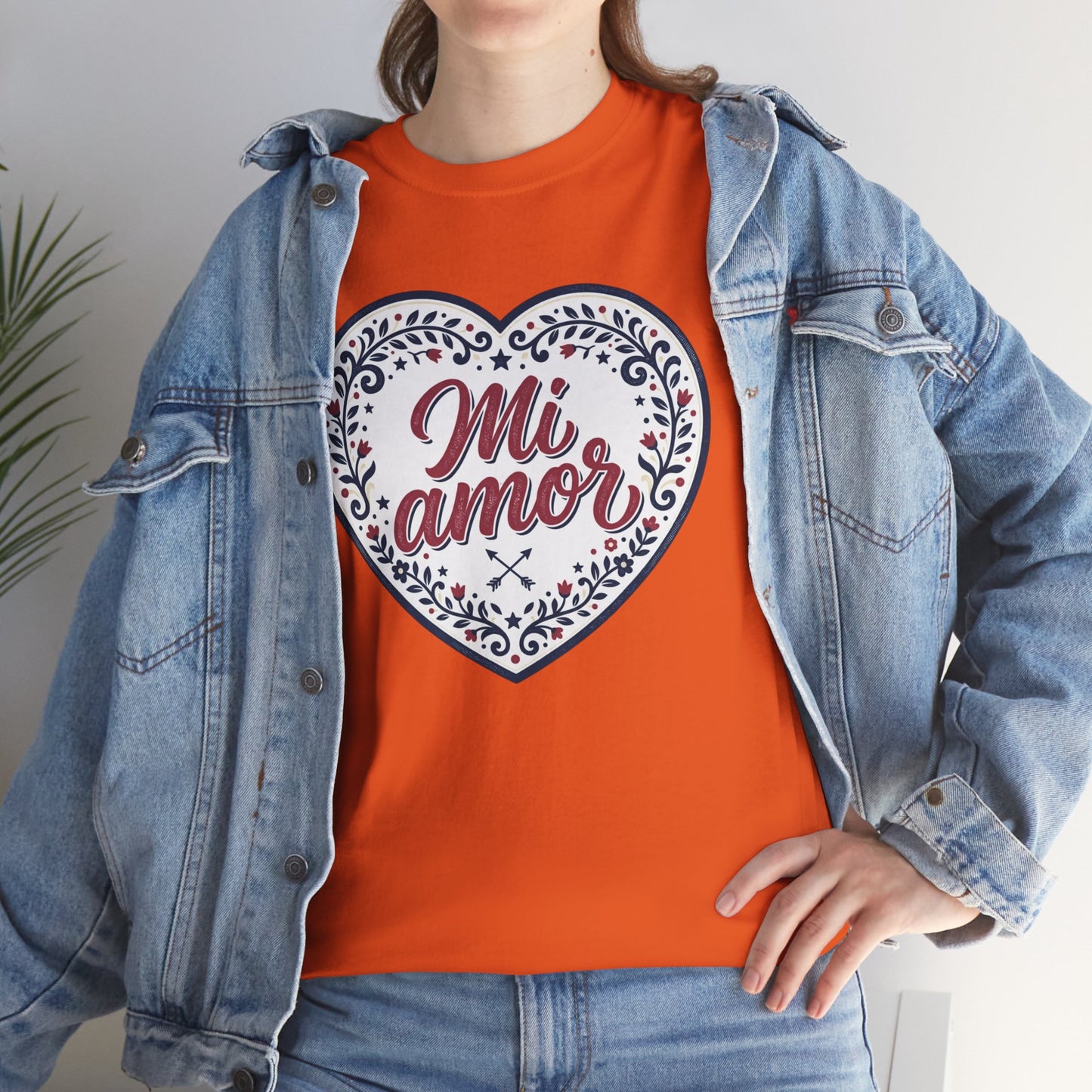 Mi Amor Heart T-Shirt — Romantic Floral Graphic Tee for Valentine’s Day
