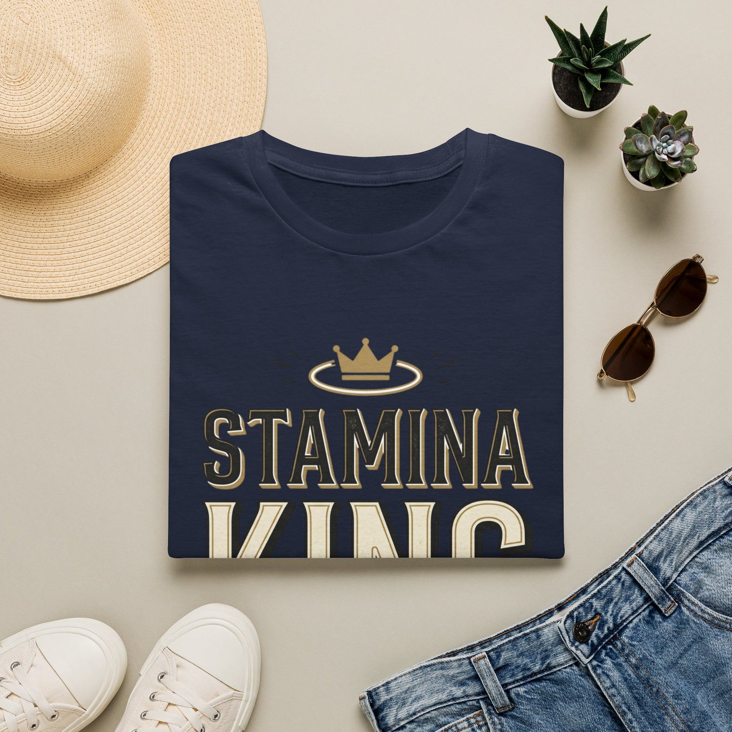 Stamina King T-Shirt — Bold Crown Fitness Tee for Workout Motivation
