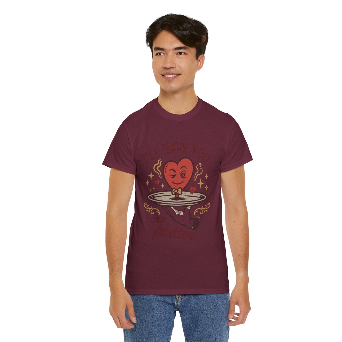 Valentine Heart on a Platter T-Shirt — I'll Have You on a Platter Cute Romantic Tee