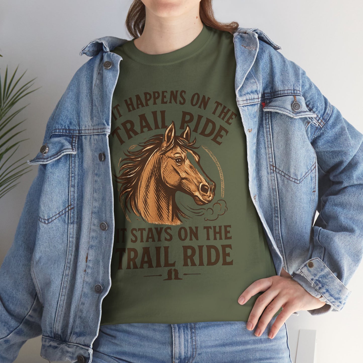 Trail Ride T-Shirt — "If It Happens On The Trail Ride, It Stays On The Trail Ride" Horse Tee