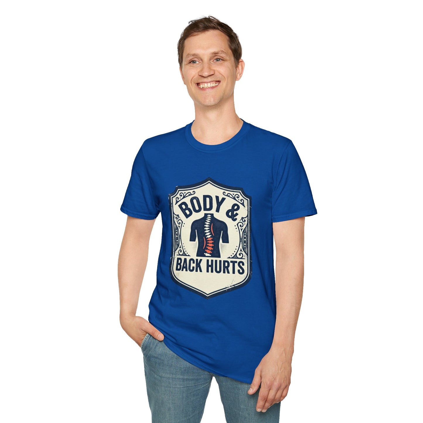 Back Hurts T-Shirt — Body & Back Hurts Graphic Tee for Spine Pain Relief Awareness