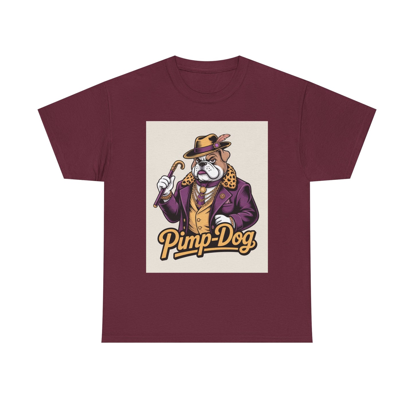 Pimp-Dog Graphic Tee — Retro Bulldog Character Shirt Printify